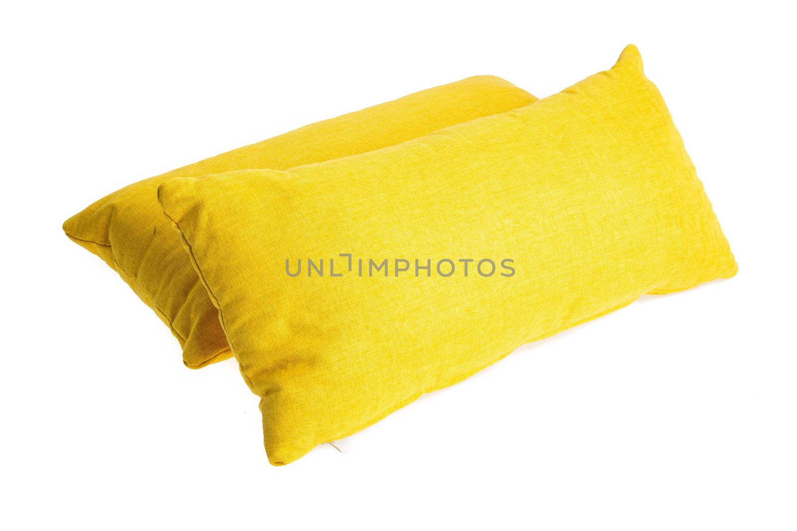 yellow pillow isolated on white background