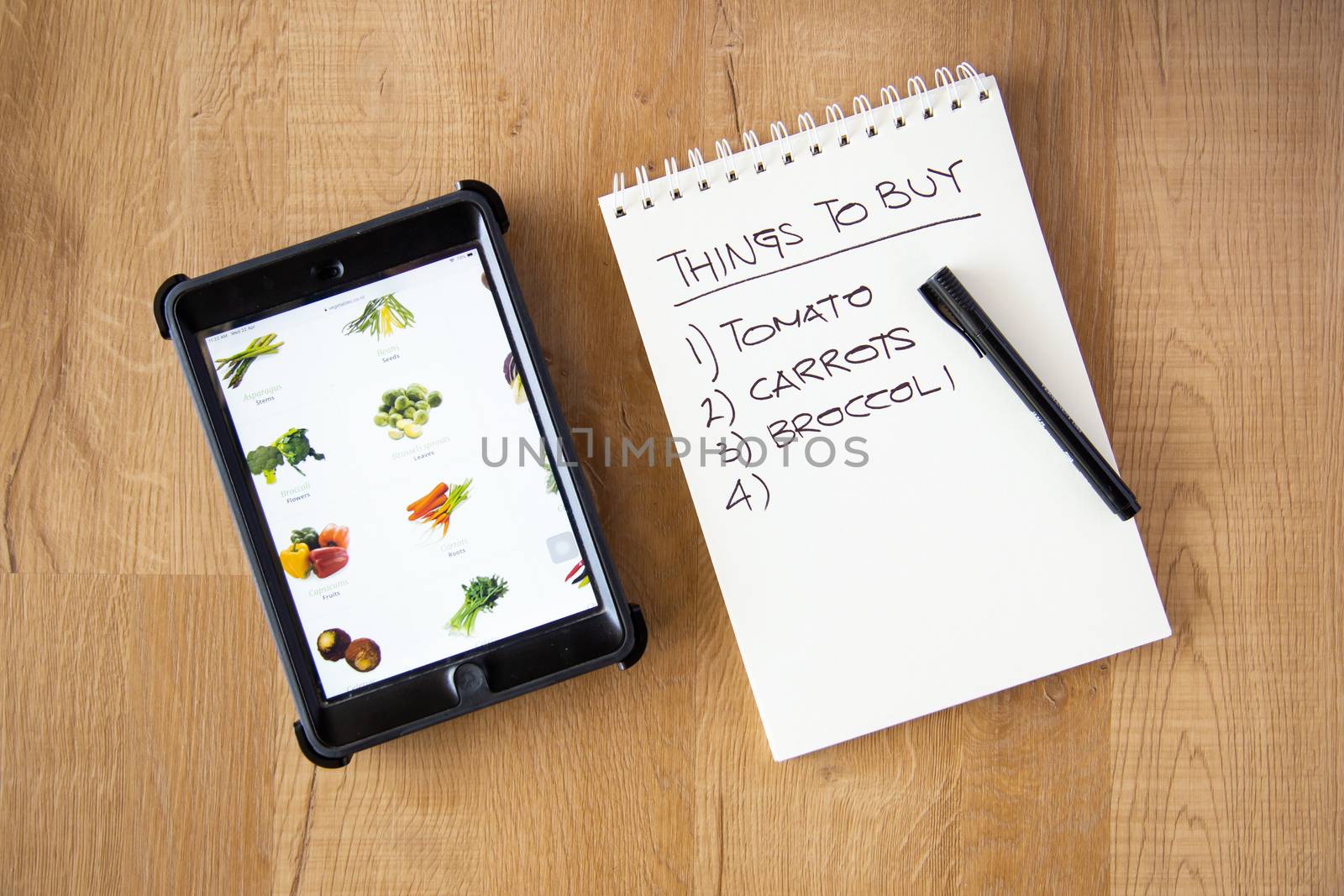buy vegetable online concept with tablet