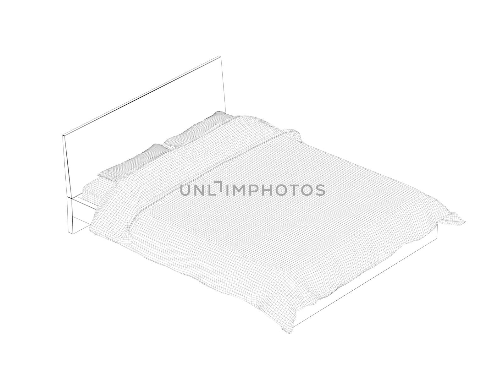 3d wireframe model of bed by magraphics