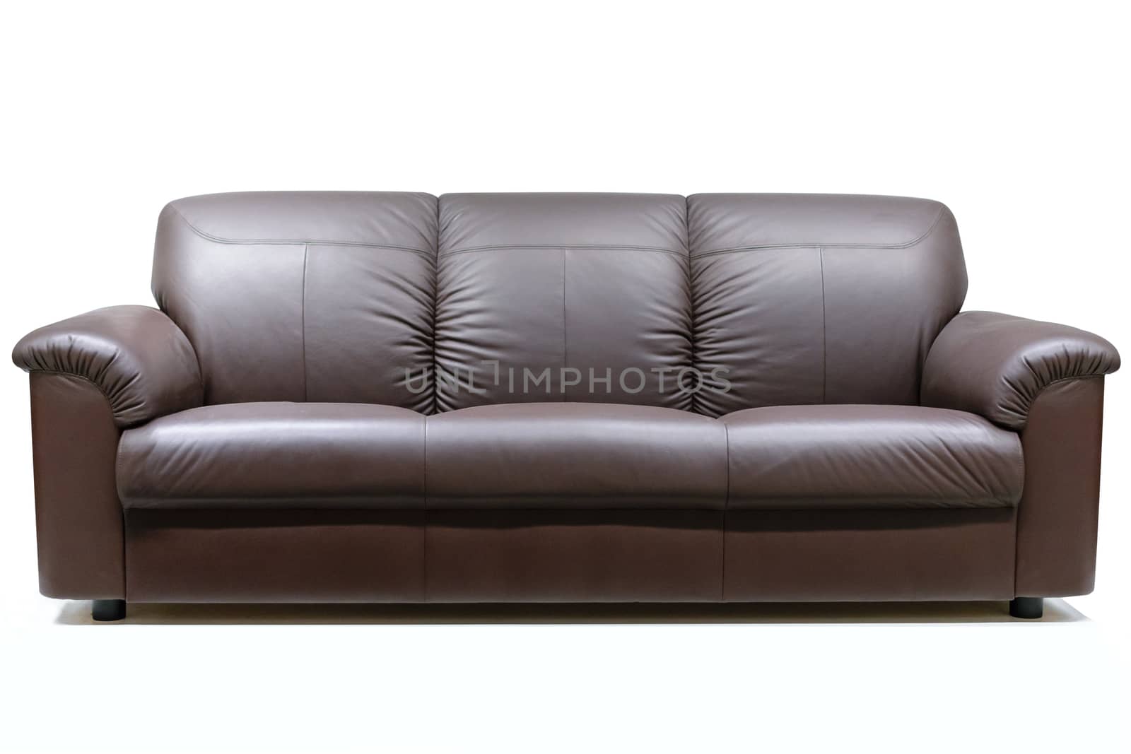 Brown and luxury leather sofa on a white background