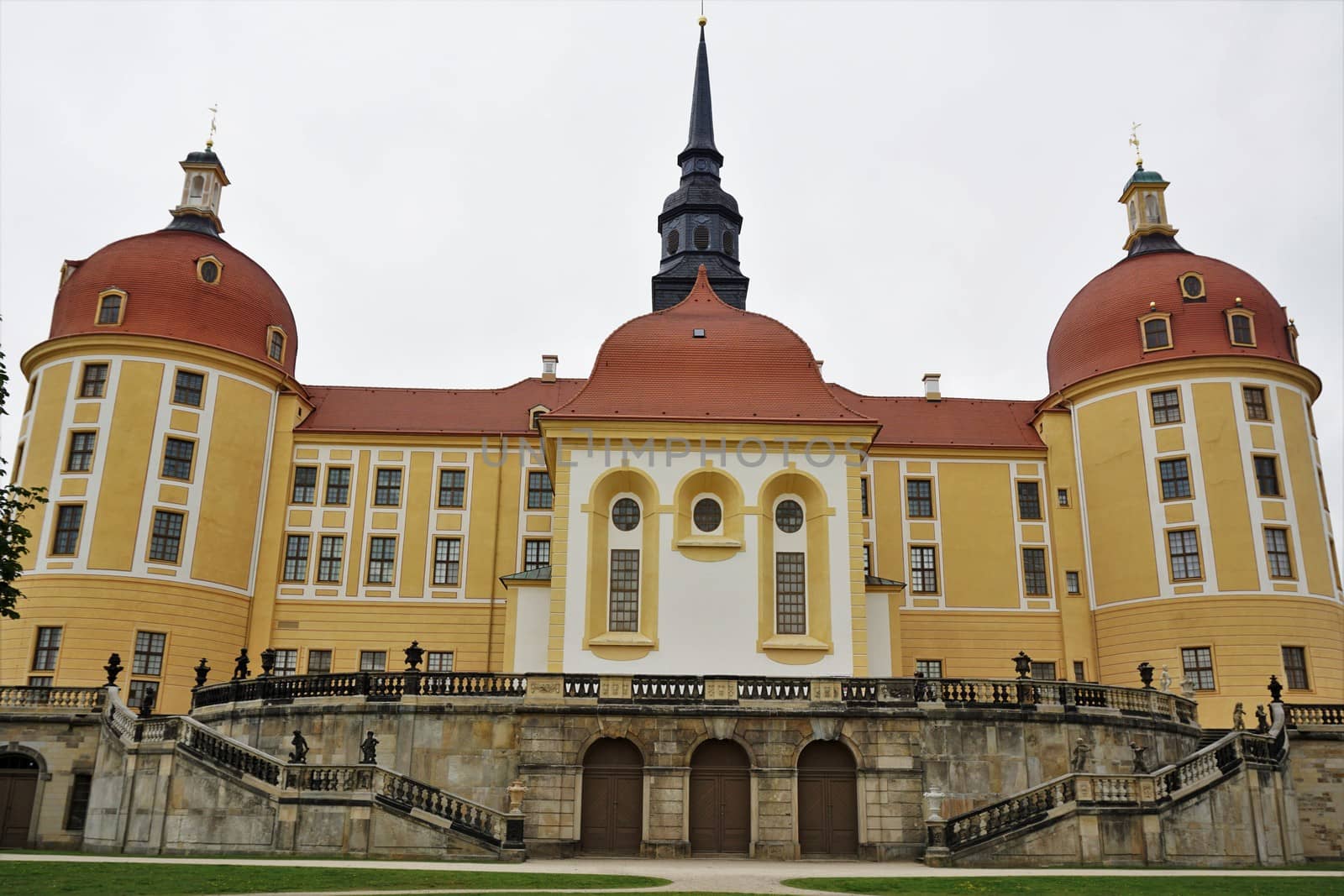 Famous staircase and Moritzburg castle in Saxony, Germany