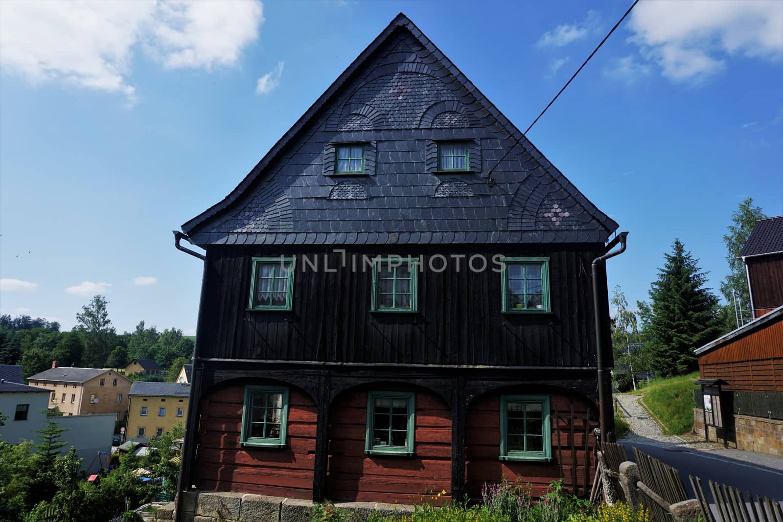 Traditional Umgebindehaus spotted in Hinterhermsdorf, Saxon Switzerland, Germany