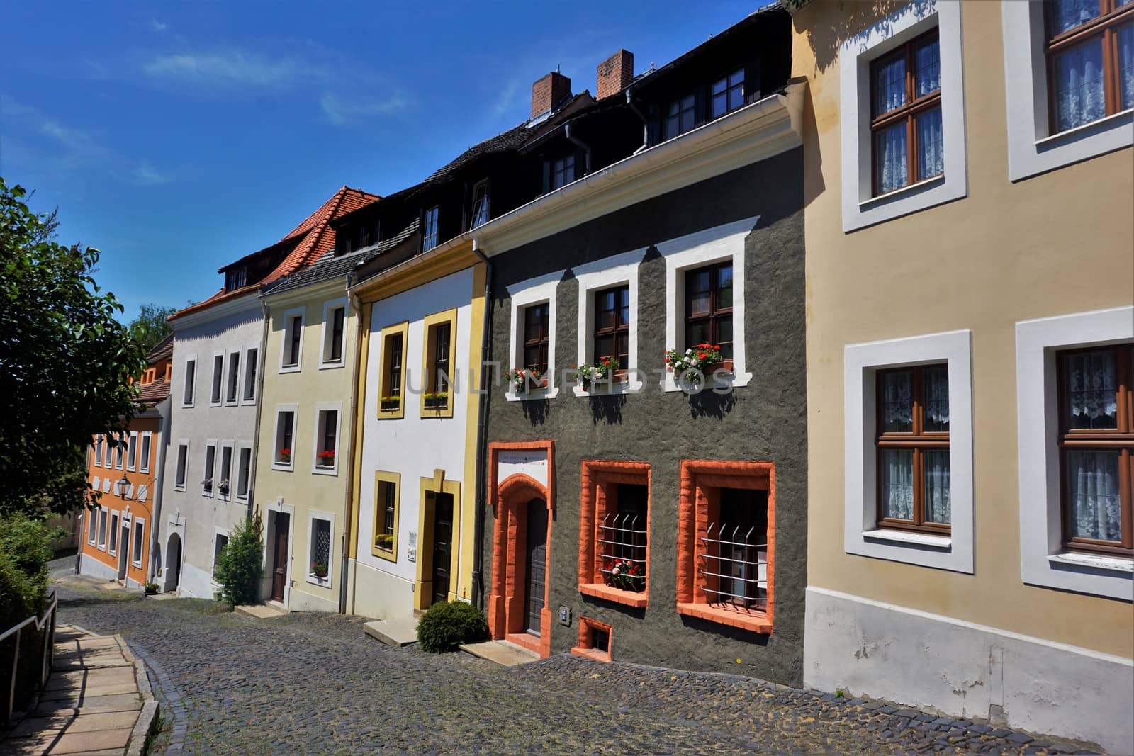 Row of houses in the Karpfengrund street of Goerlitz by pisces2386