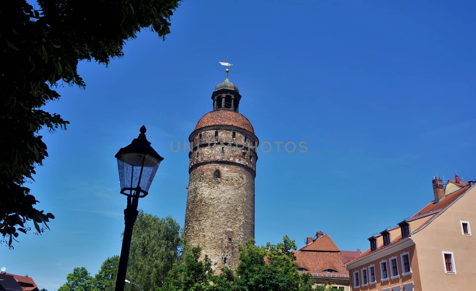 Nikolai tower from Nikolaigraben street in Goerlitz by pisces2386
