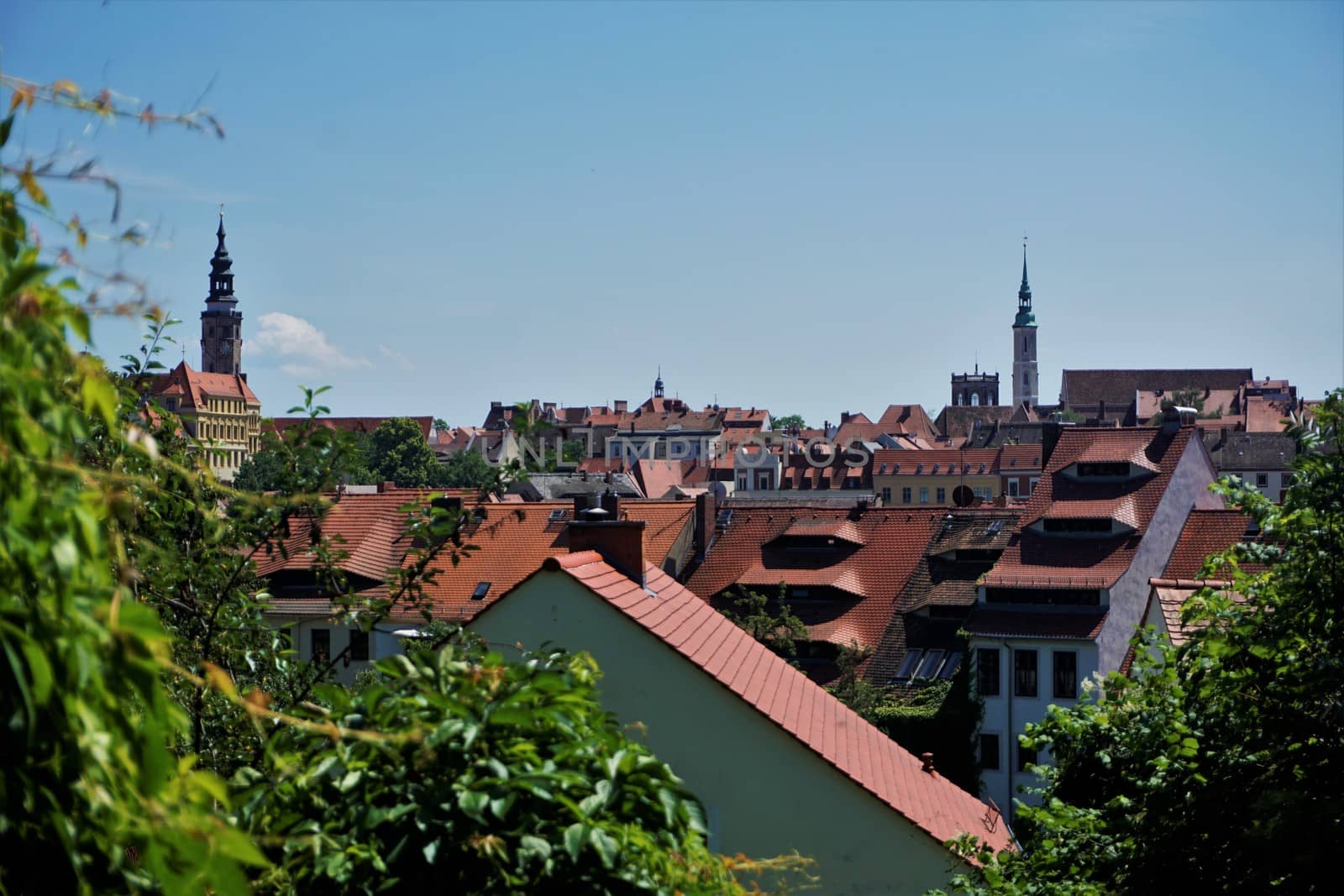 Beautiful roof top view over the medieval old town of Goerlitz, Germany