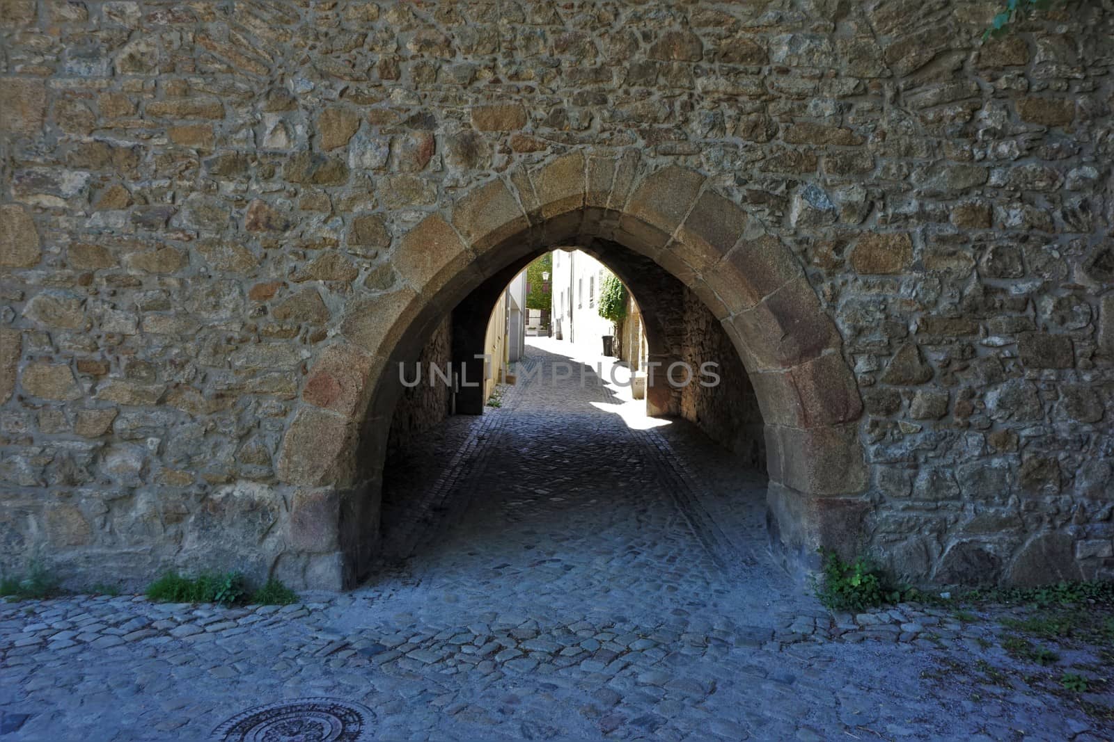 Arch in wall of Nicolai tower in Bautzen building a tunnel by pisces2386