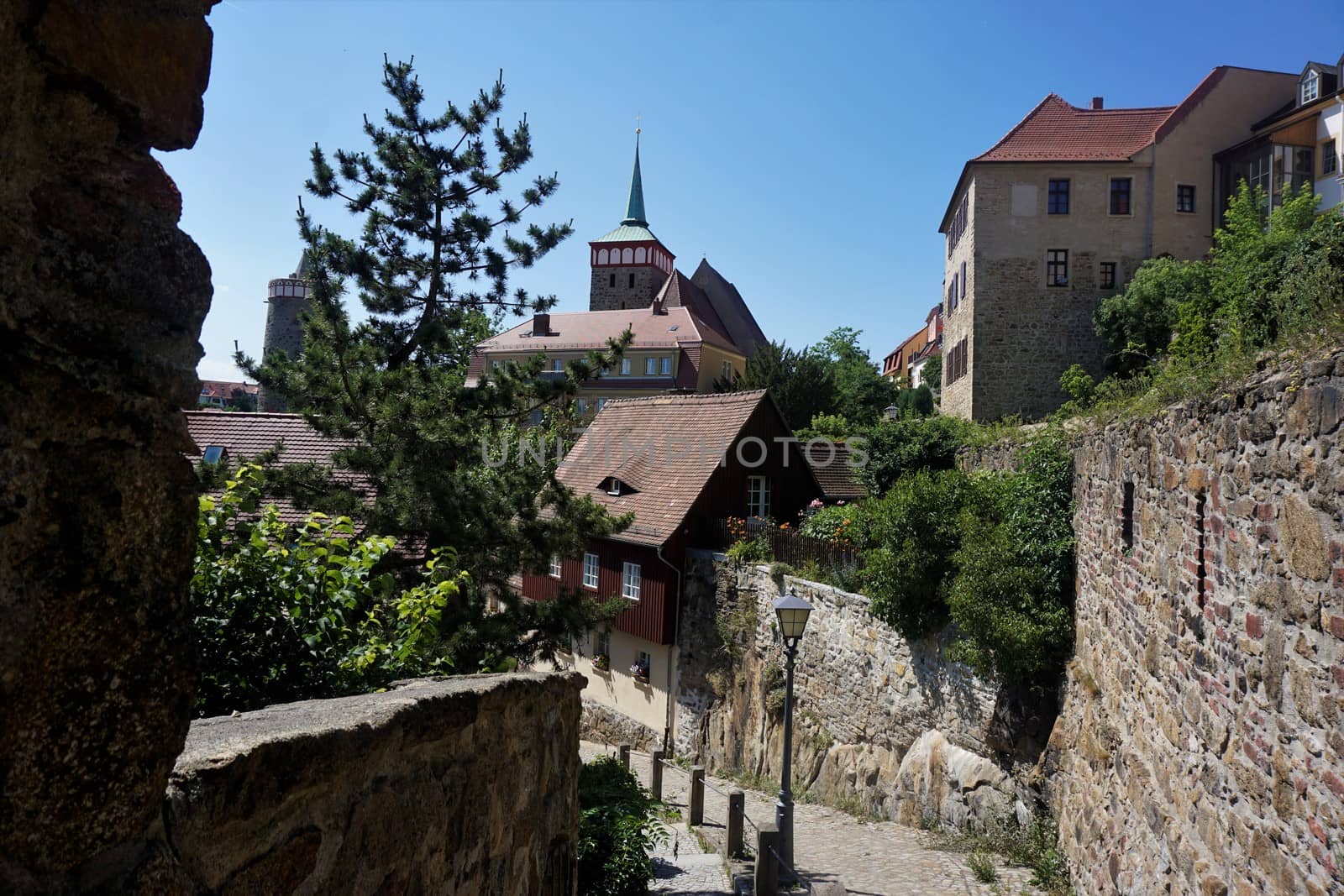 Beautiful view from picturesque Muehltorgasse in Bautzen, Germany