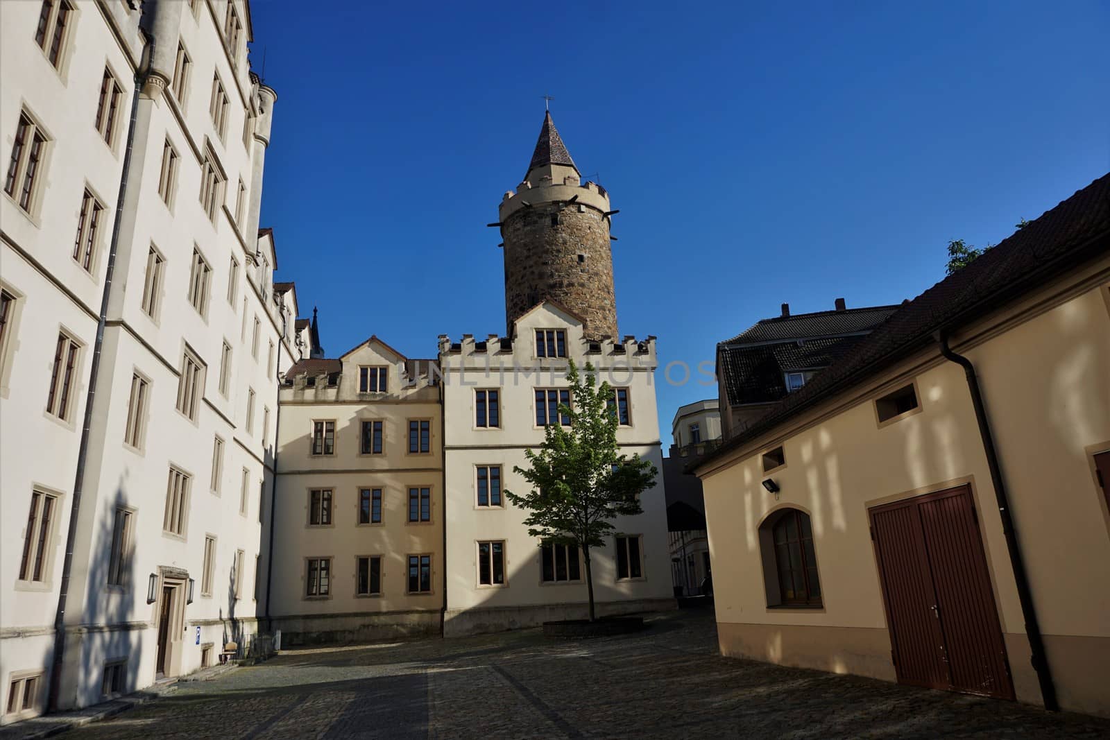Wendish tower in Bautzen, Germany behind old caserne