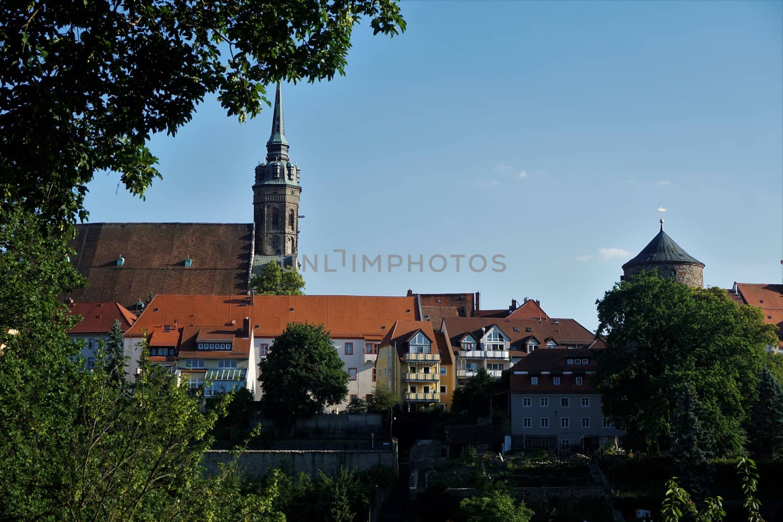 Panoramic view on Bautzen, Germany old town from the Vor dem Gerbertor street