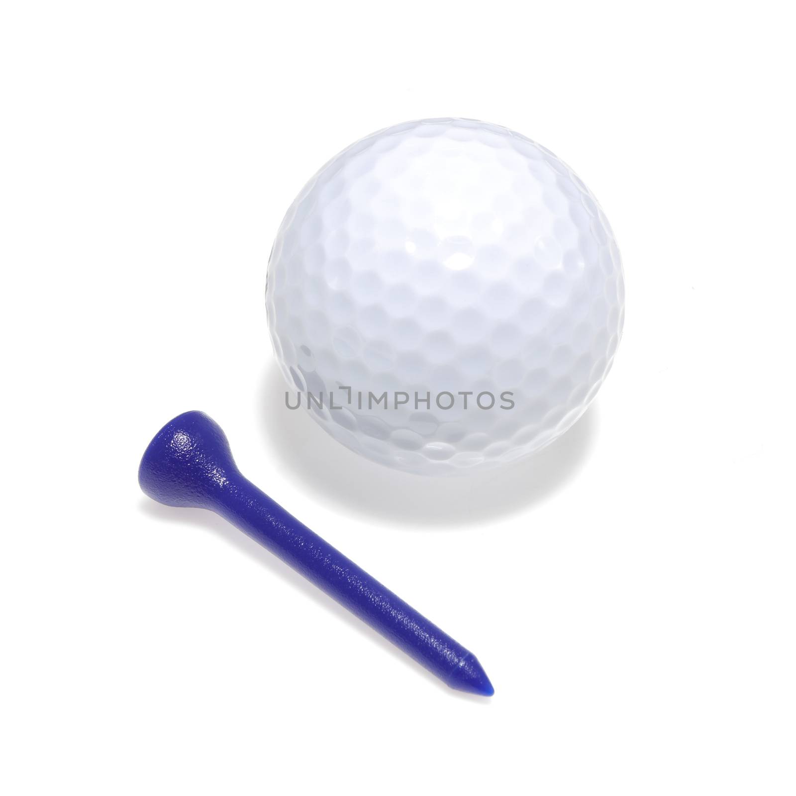 Golf ball and tee with drop shadow