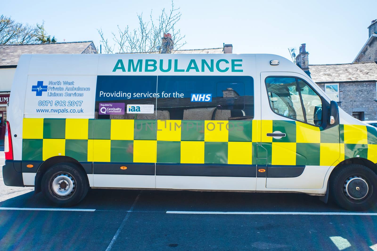 Ambulance parked in market place Milnthorpe UK by paddythegolfer