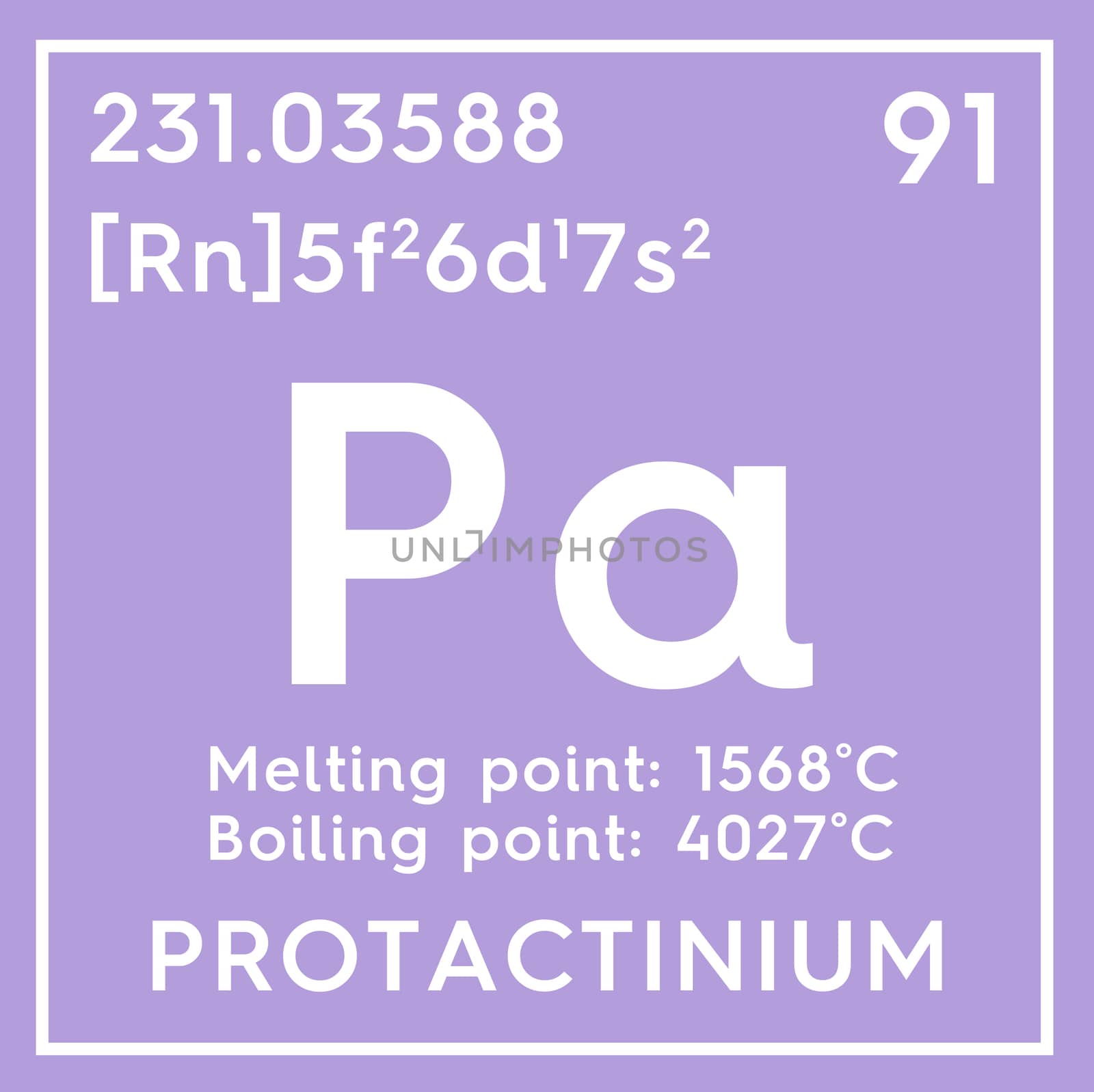 Protactinium. Actinoids. Chemical Element of Mendeleev's Periodic Table. Protactinium in square cube creative concept. 3D illustration.