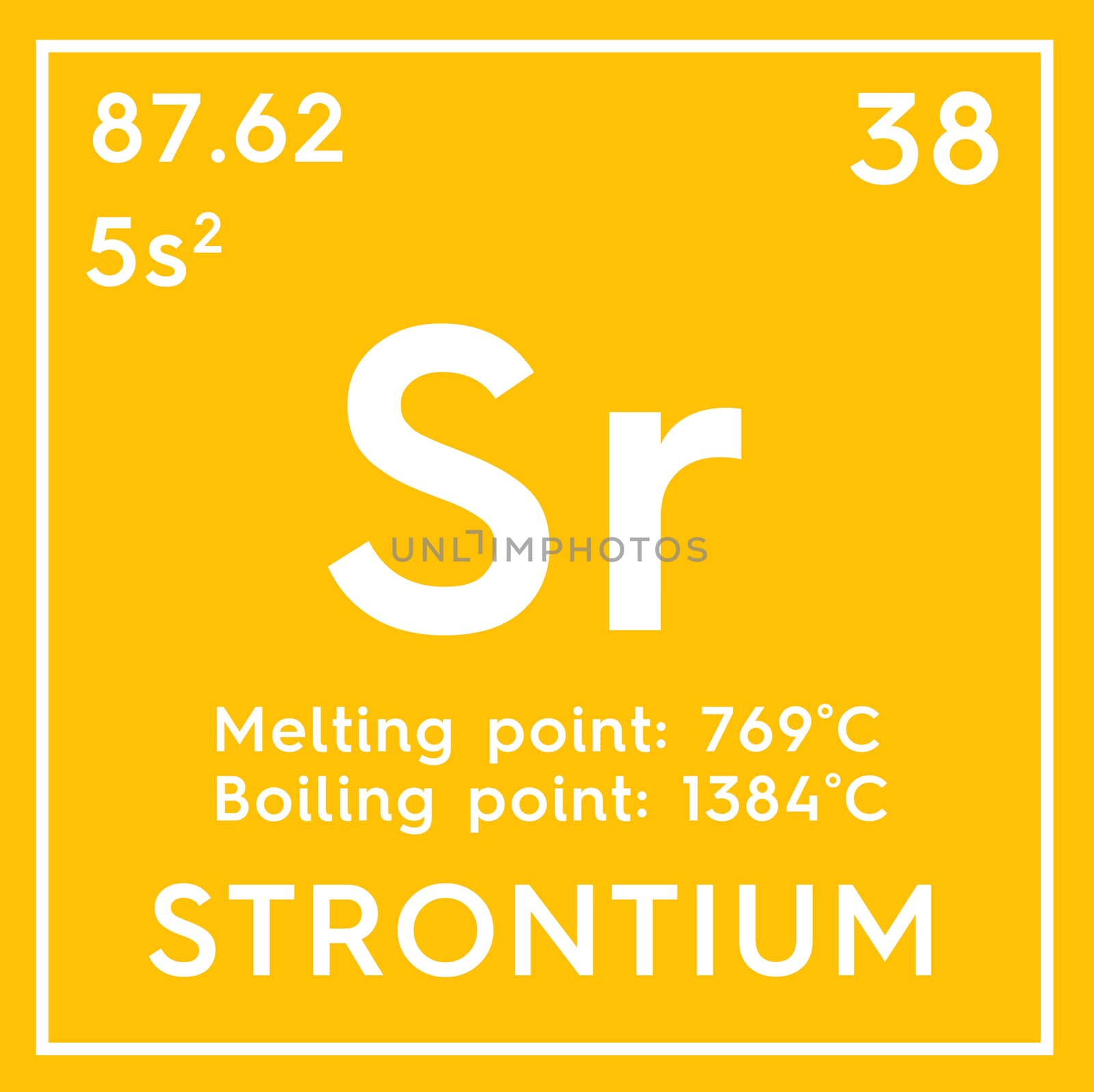 Strontium. Alkaline earth metals. Chemical Element of Mendeleev's Periodic Table. Strontium in square cube creative concept. 3D illustration.