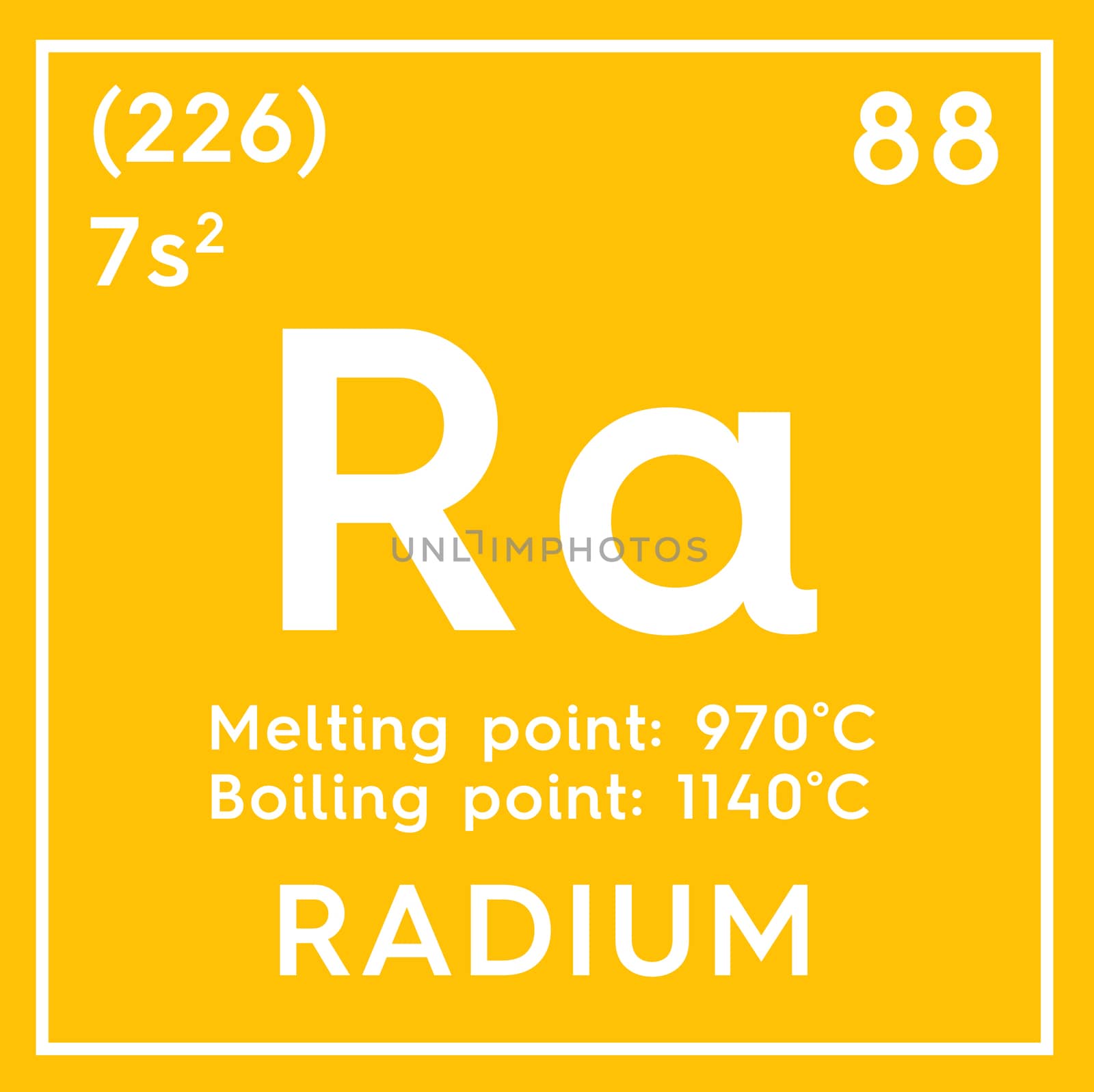 Radium. Alkaline earth metals. Chemical Element of Mendeleev's Periodic Table. Radium in square cube creative concept. 3D illustration.