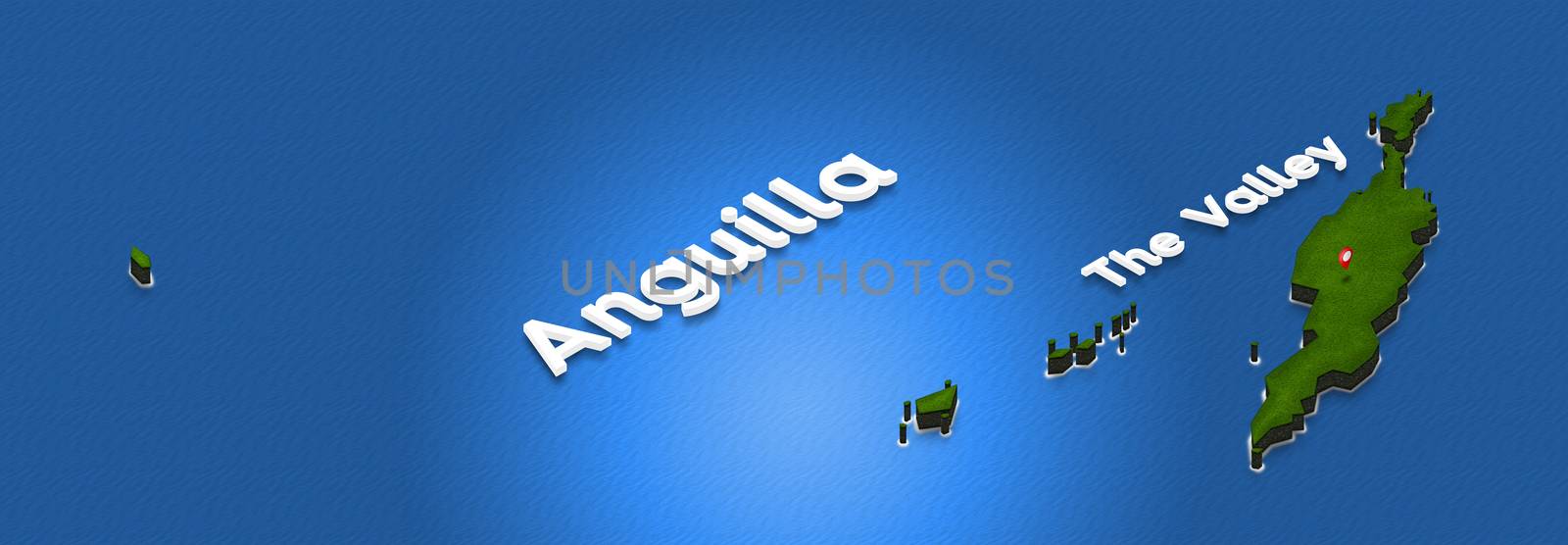 Map of Anguilla. 3D isometric perspective illustration. by sanches812