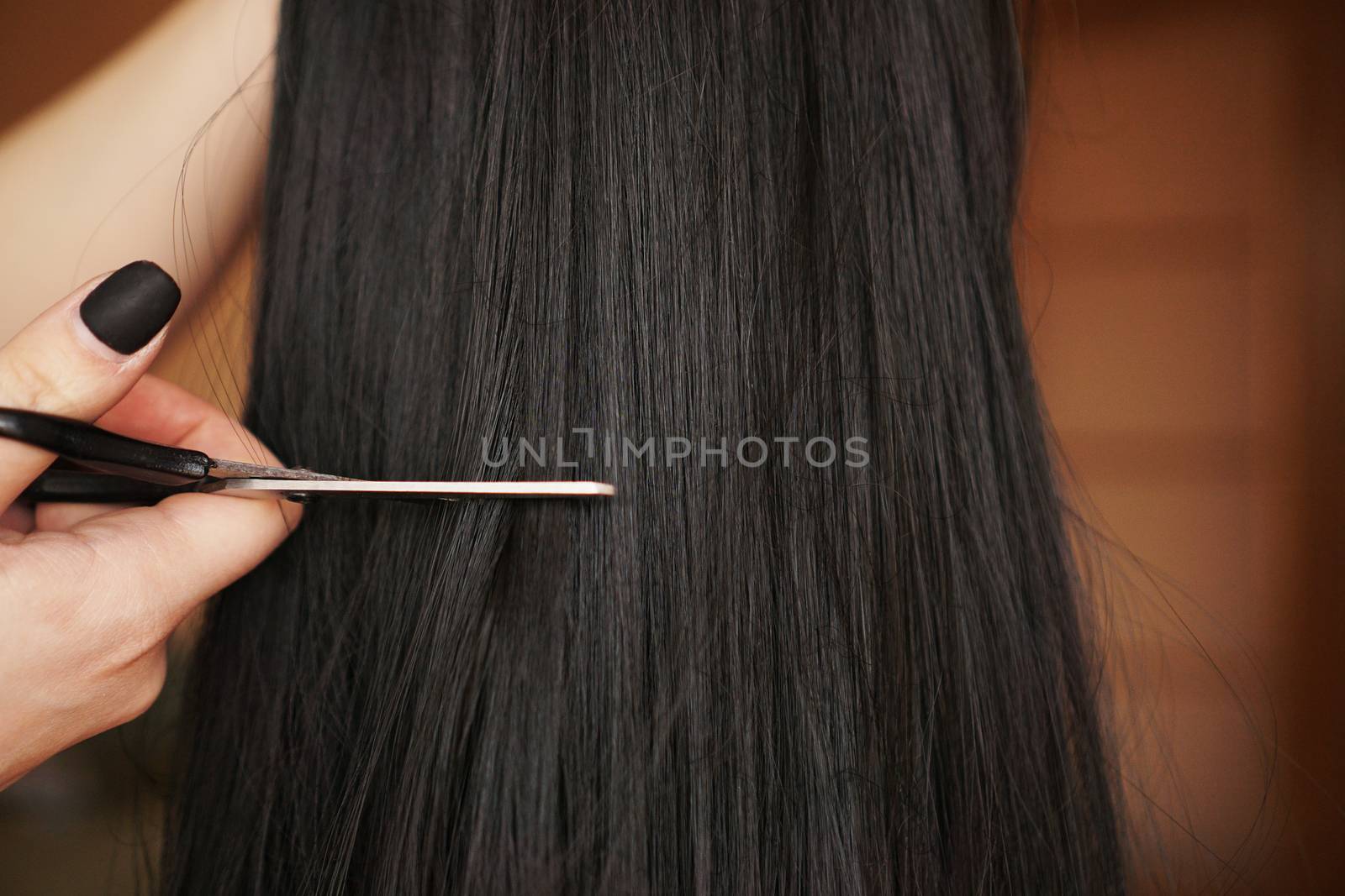 Wig and scissors - bright black wig - hairstyle background