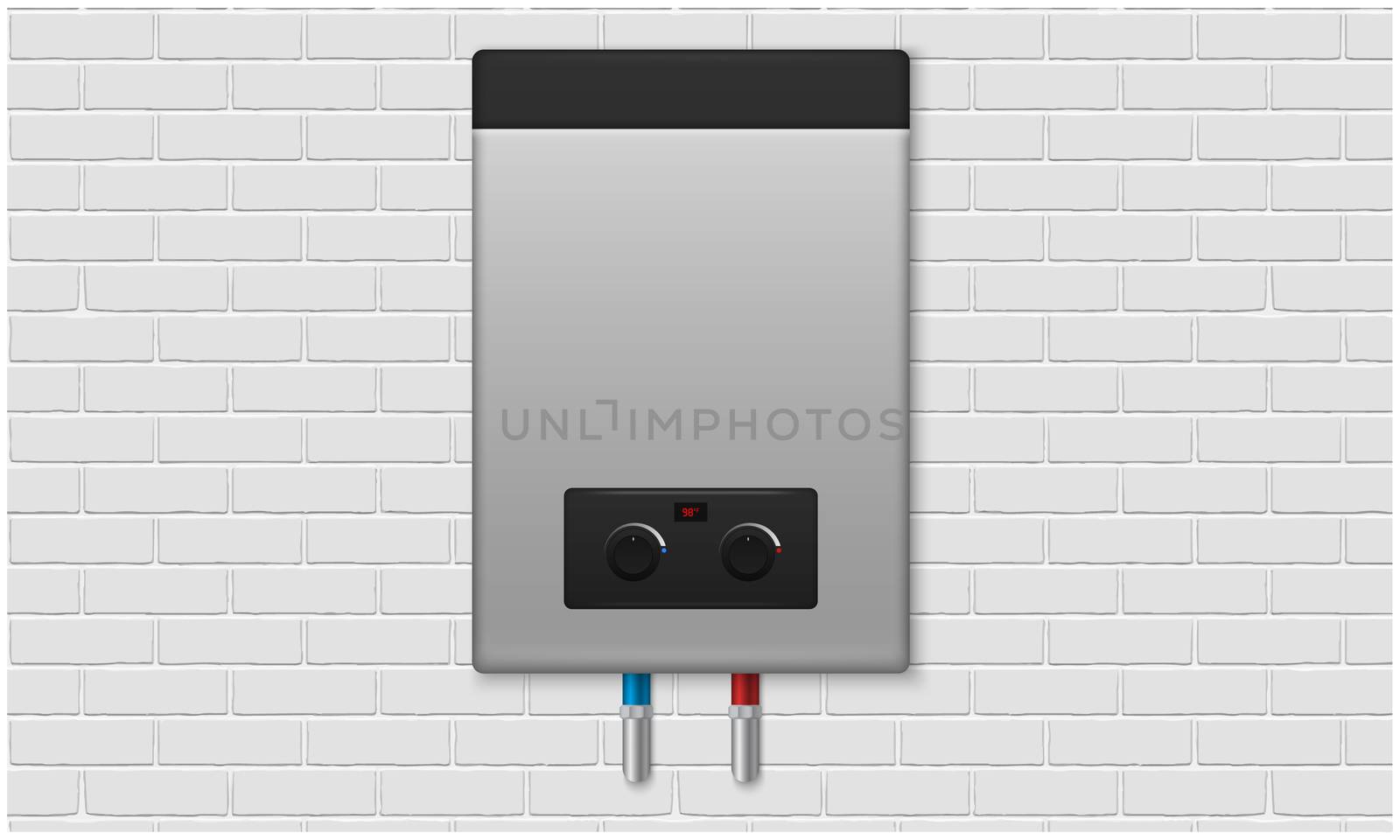 mock up illustration of electronic water heater on abstract background by aanavcreationsplus