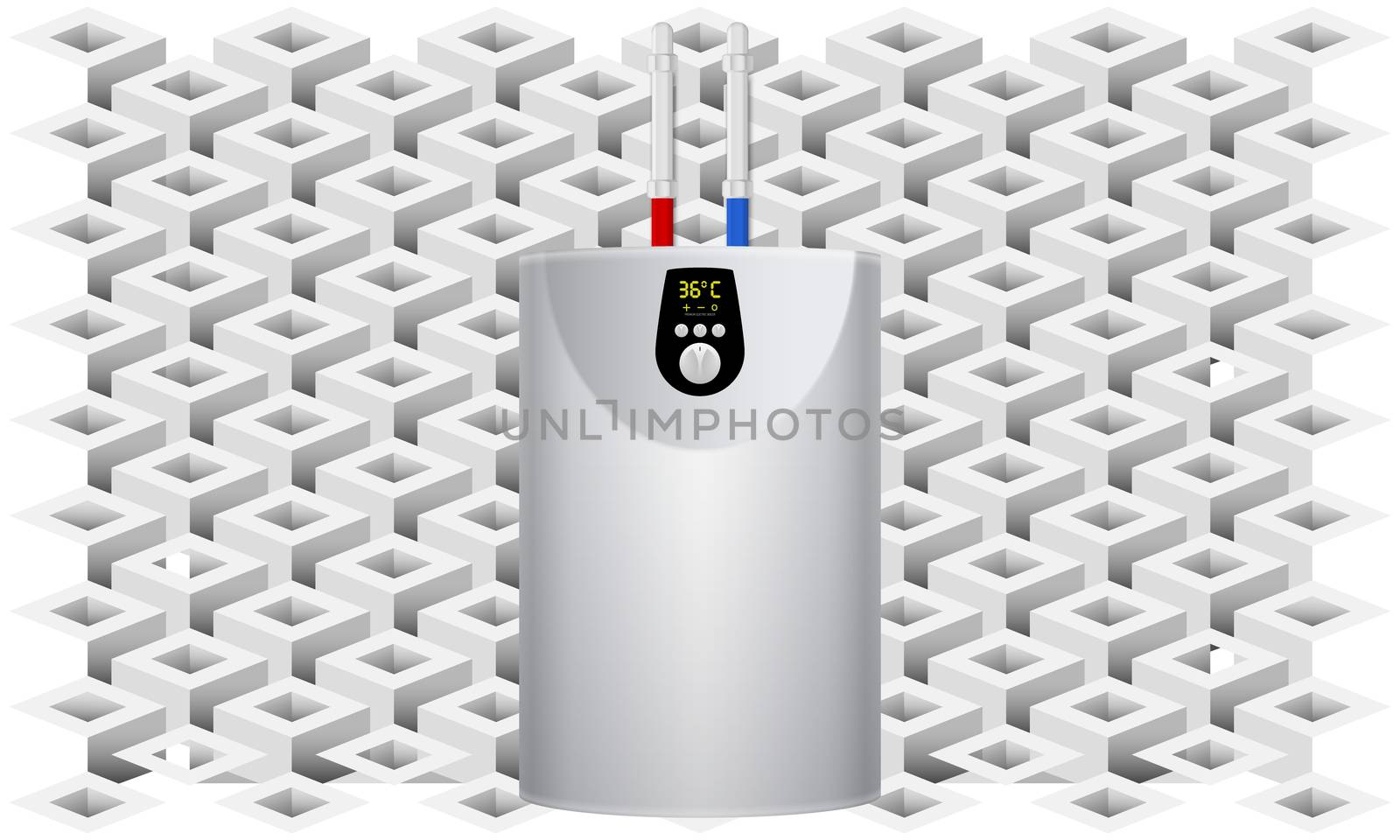 mock up illustration of electronic water heater on abstract background by aanavcreationsplus