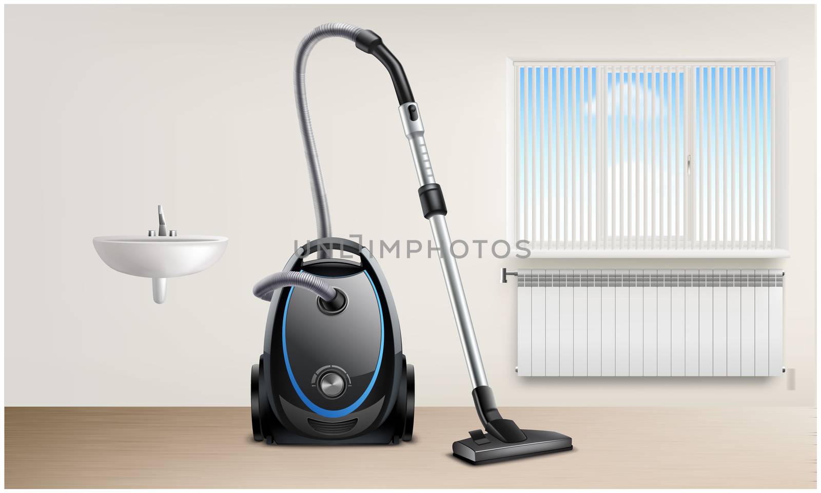 mock up illustration of vacuum cleaner in washroom view by aanavcreationsplus