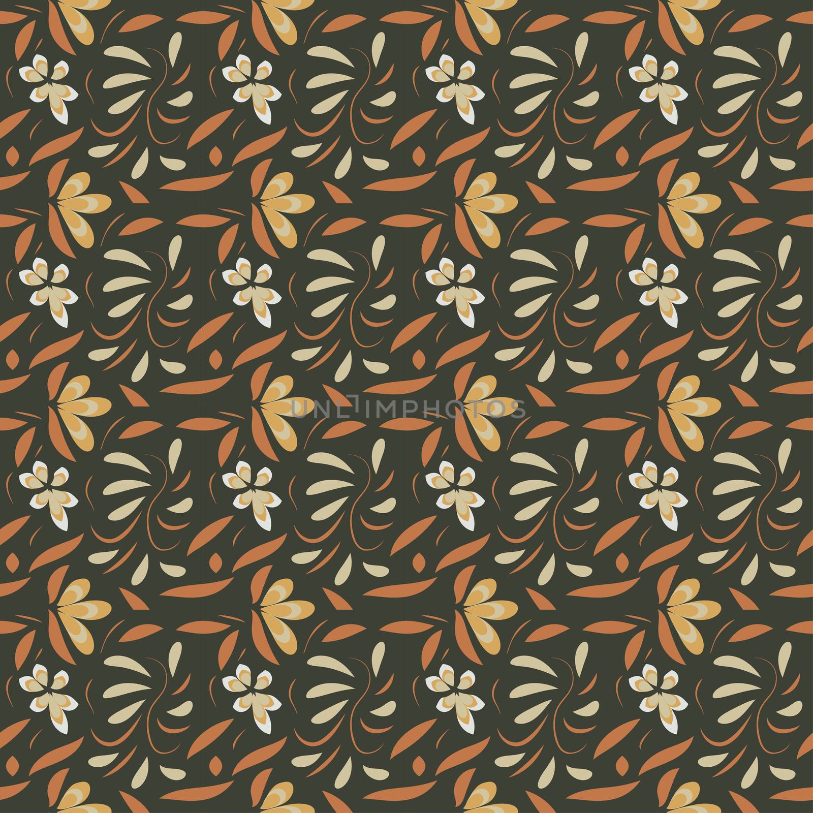 seamless pattern exotic shapes with flowers and leaves plants by eskimos