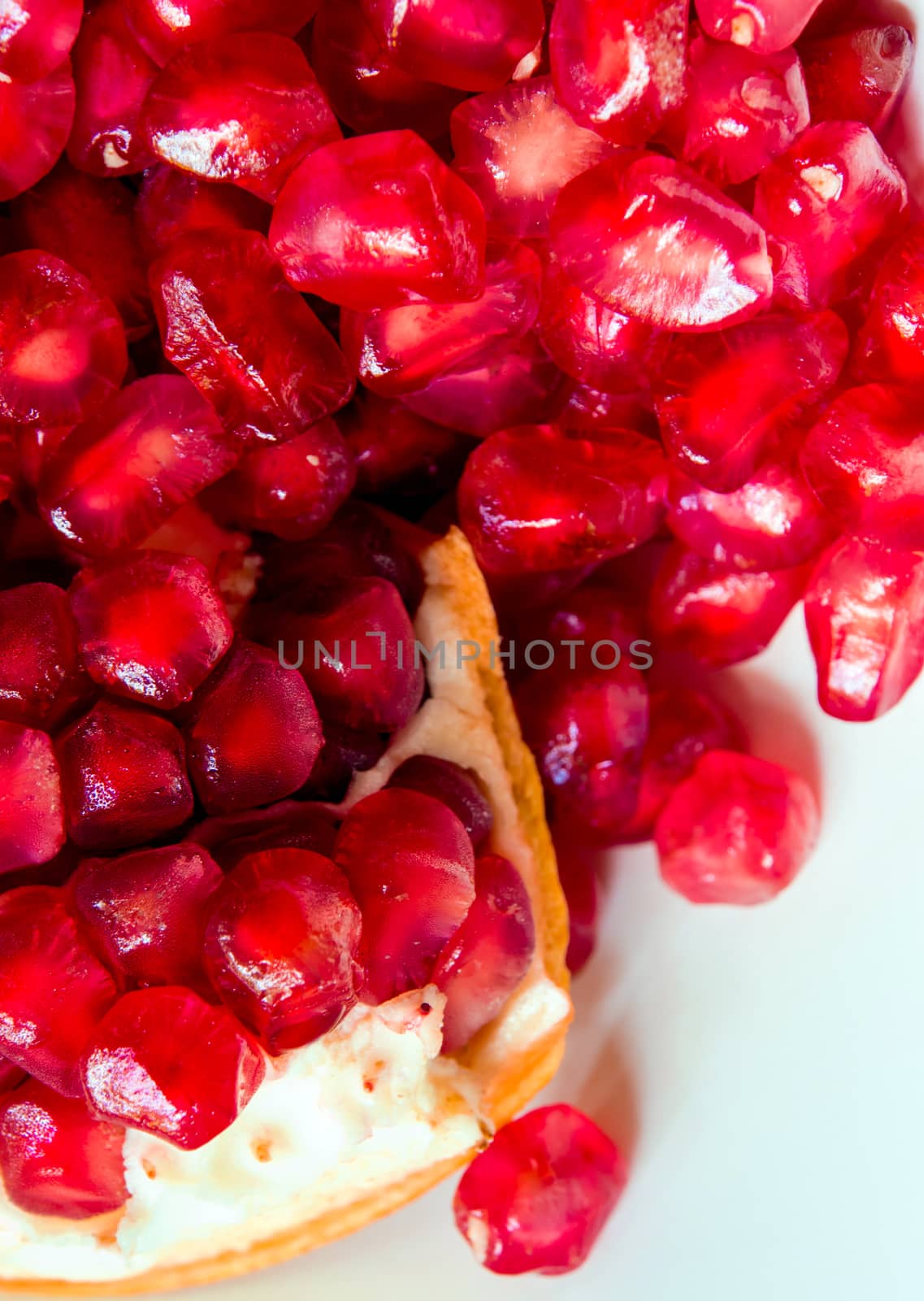 Closeup image of full frame background of Pomegranate seeds as fruit background