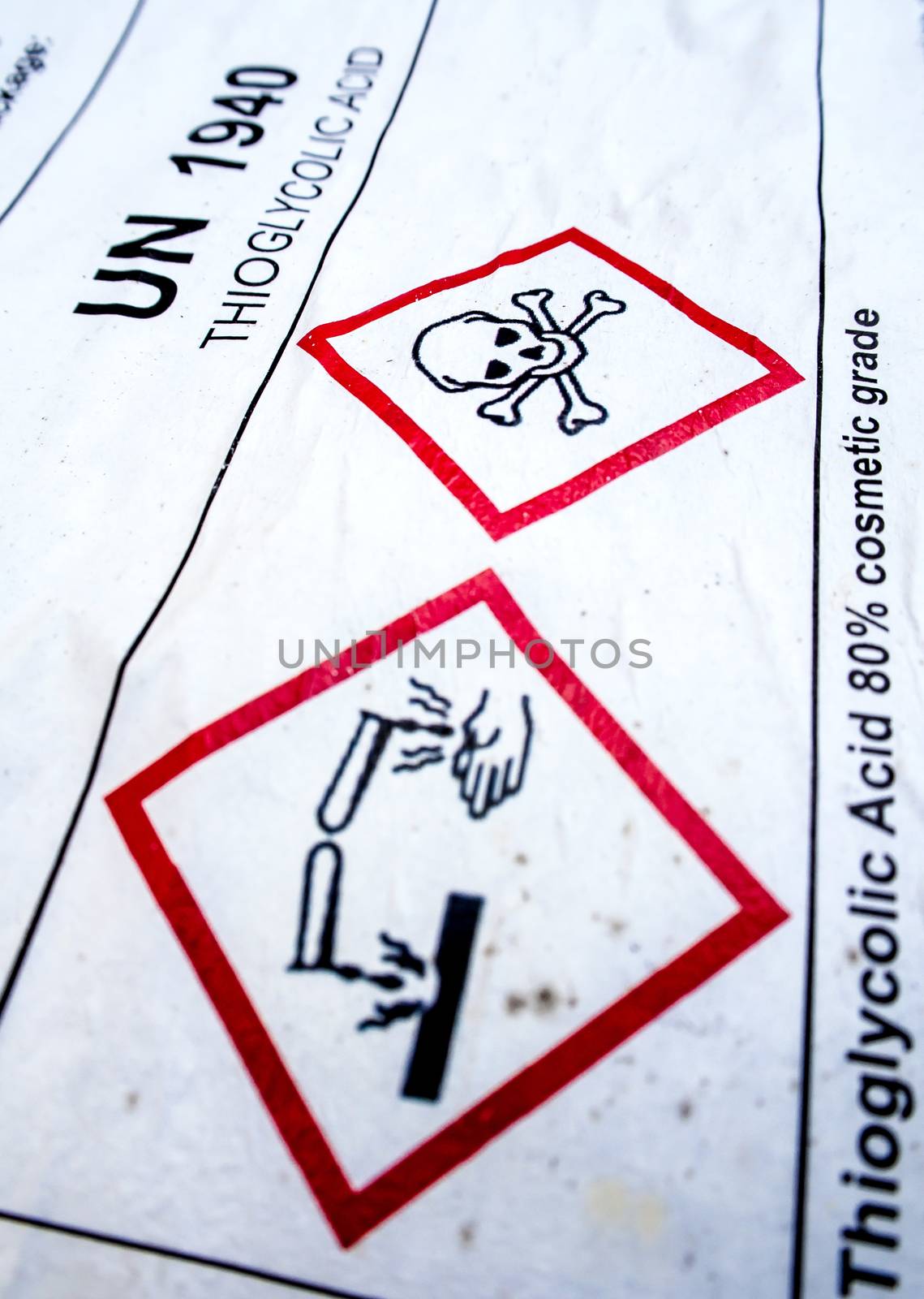 Corrosive material Symbol at the acid container by Satakorn