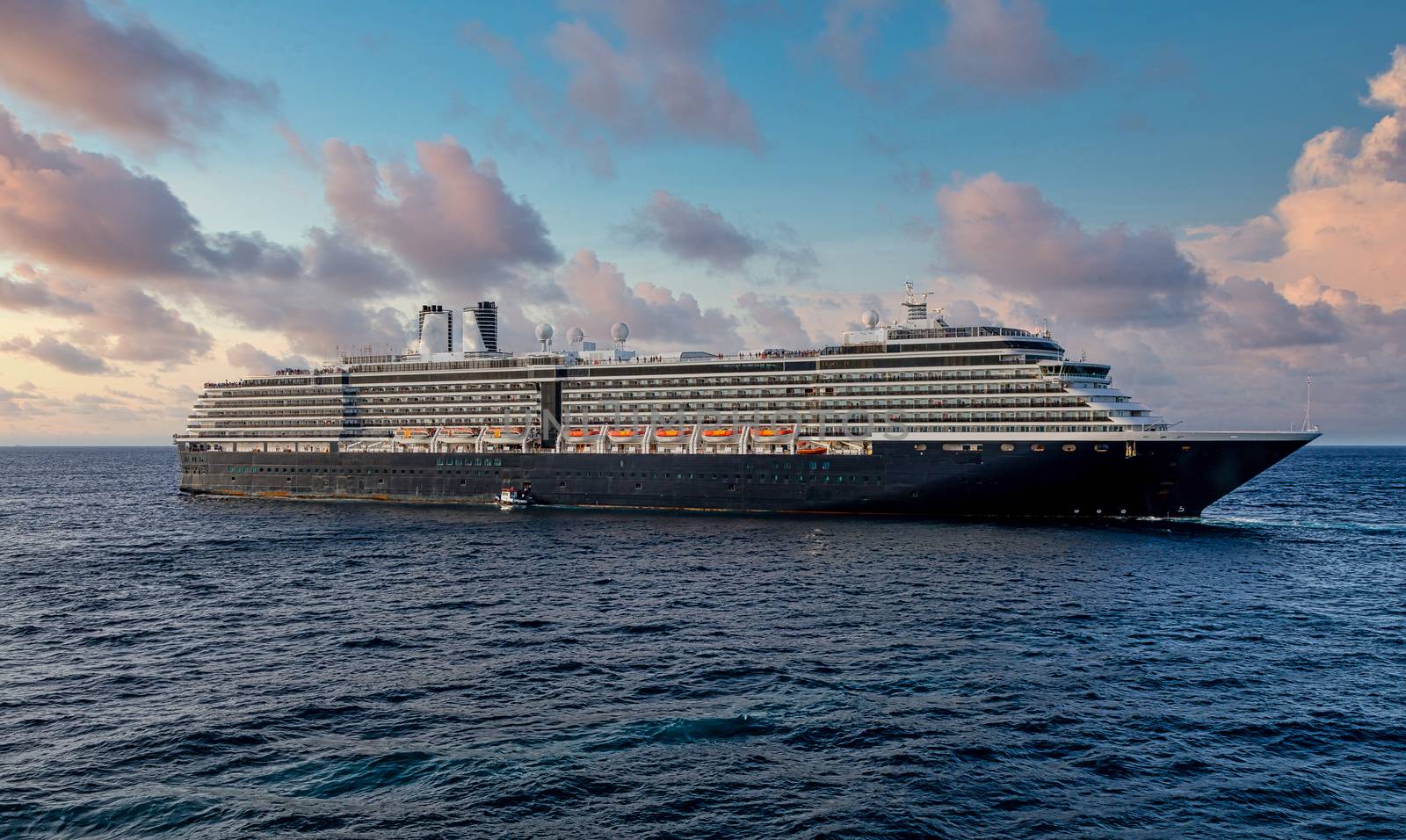 Pilot Boat by Black and White Cruise Ship by dbvirago