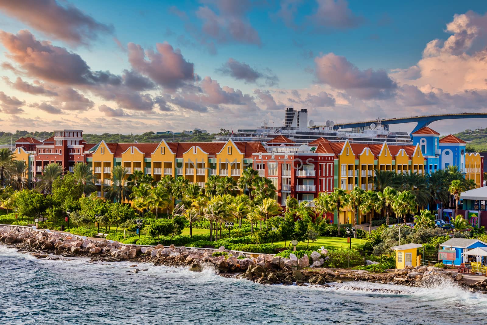 Colorful Resort on Coast of Curacao