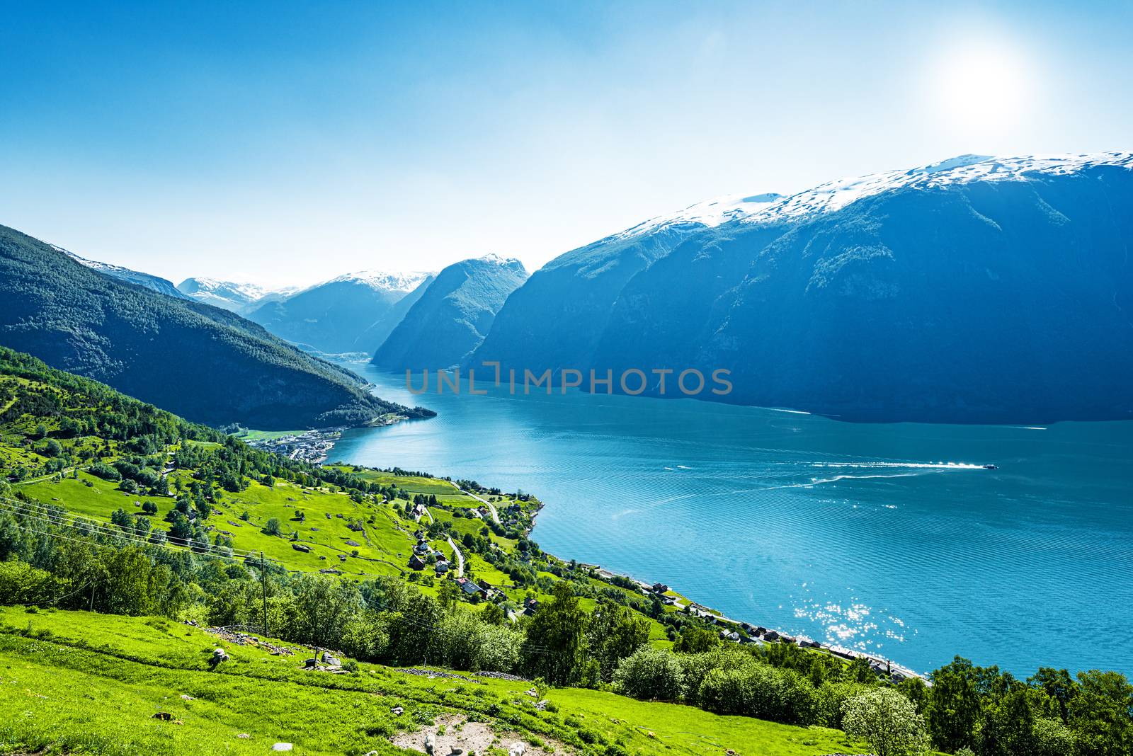 Summer Sognefjord coast at Norway