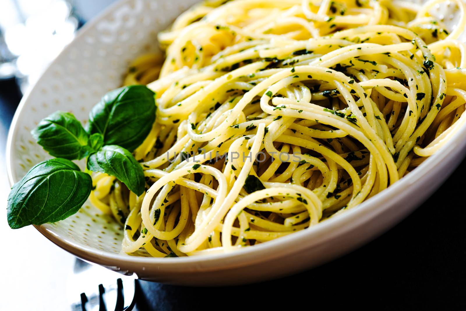 spaghetti pasta in a bowl by Nanisimova