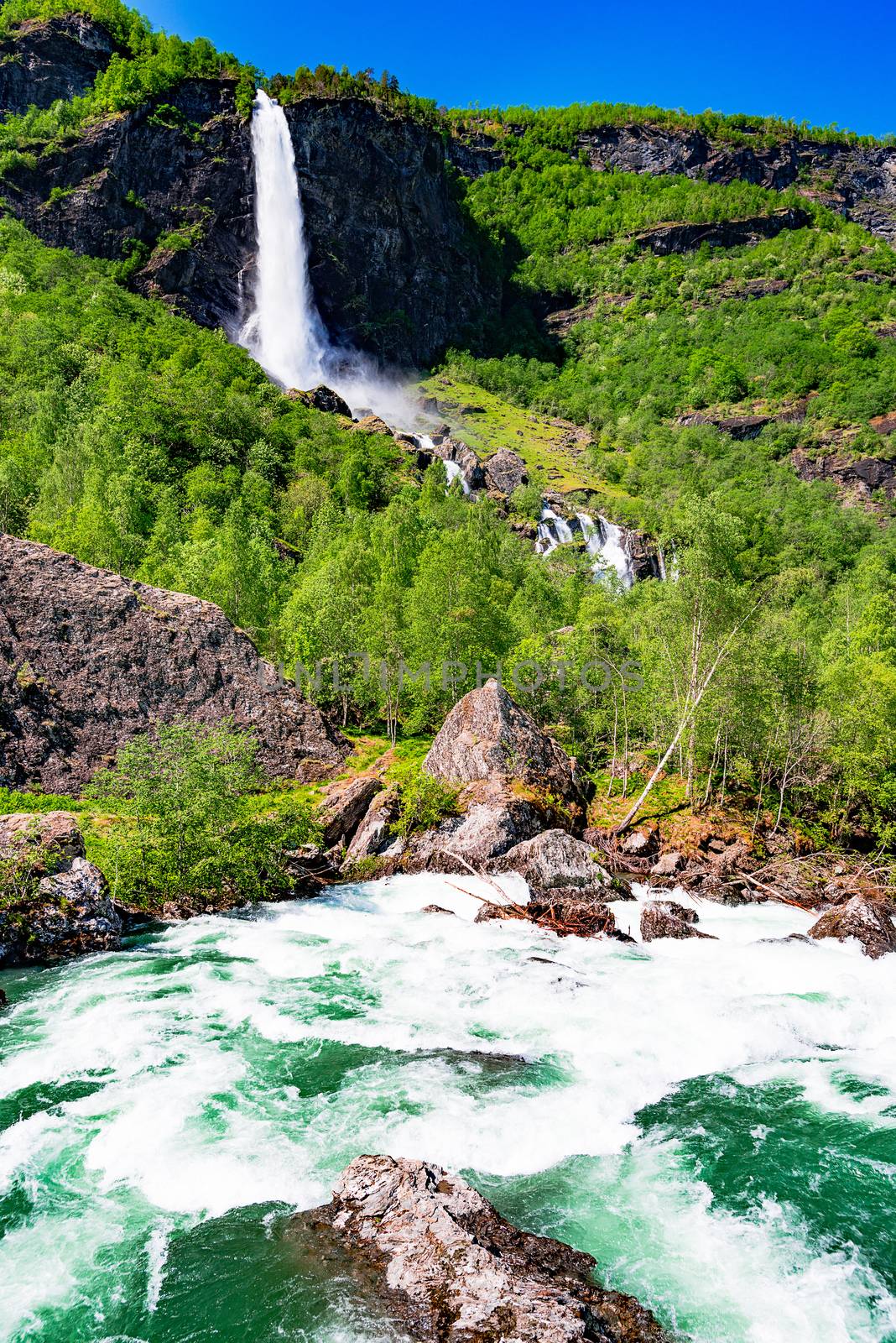 Landscape with waterfall in Norway
