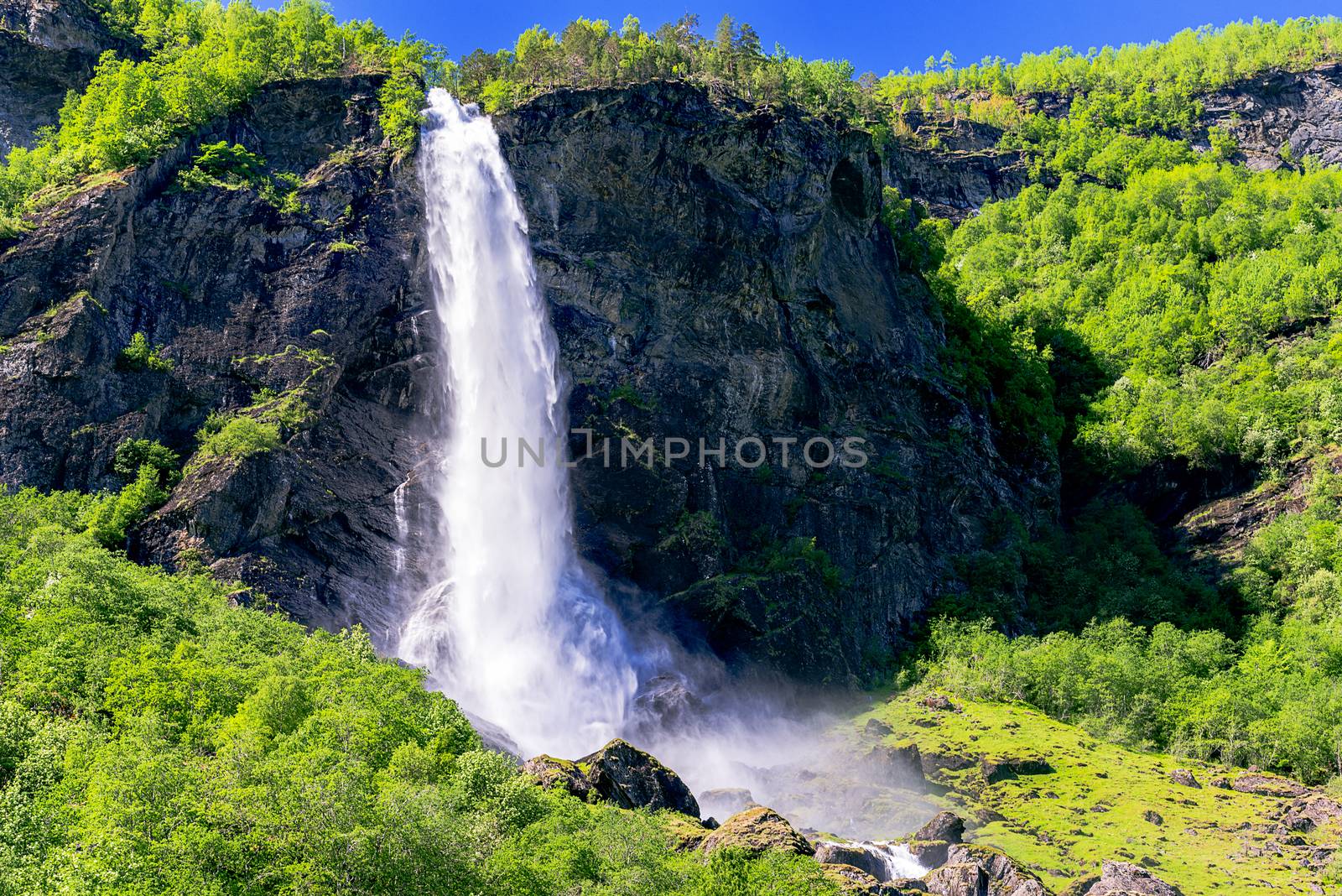 Landscape with waterfall in Norway