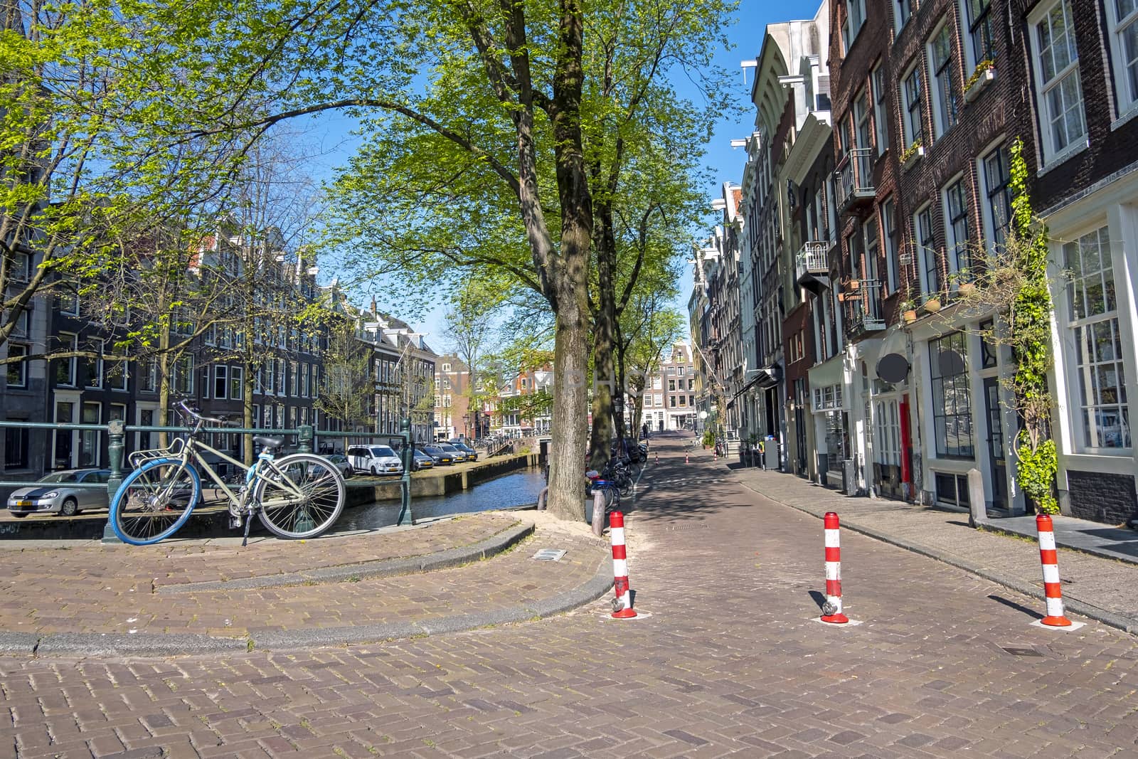 City scenic from Amsterdam in spring in the Netherlands