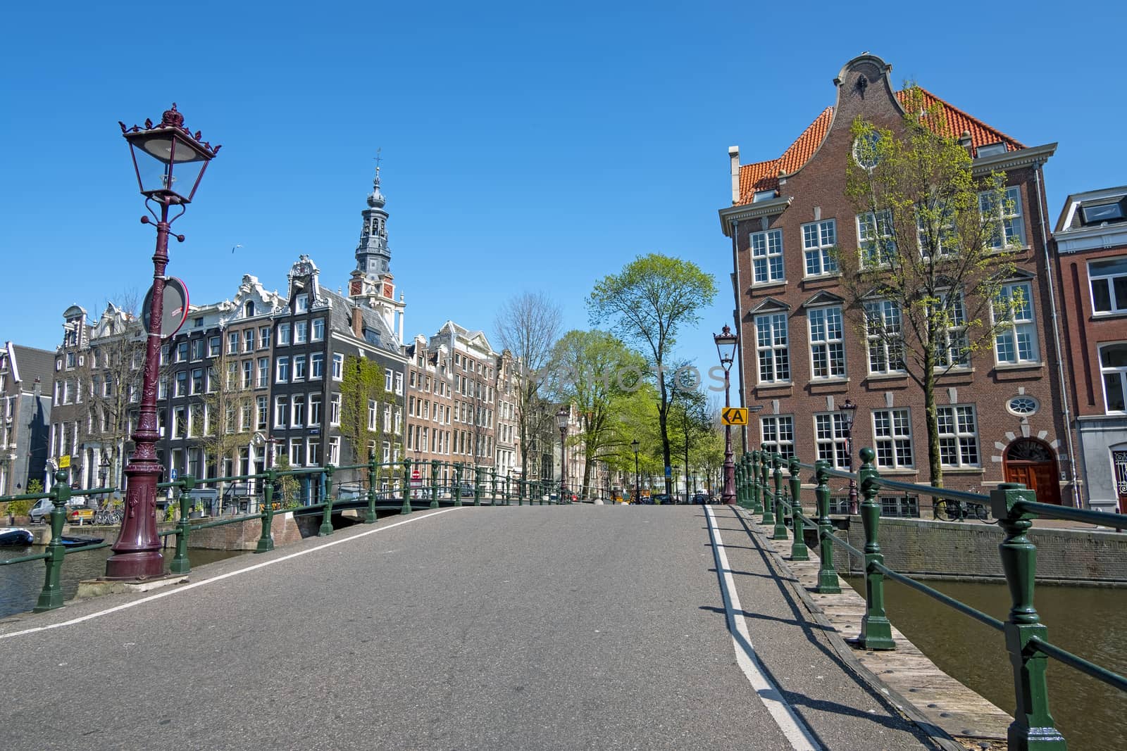 City scenic from Amsterdam in spring in the Netherlands