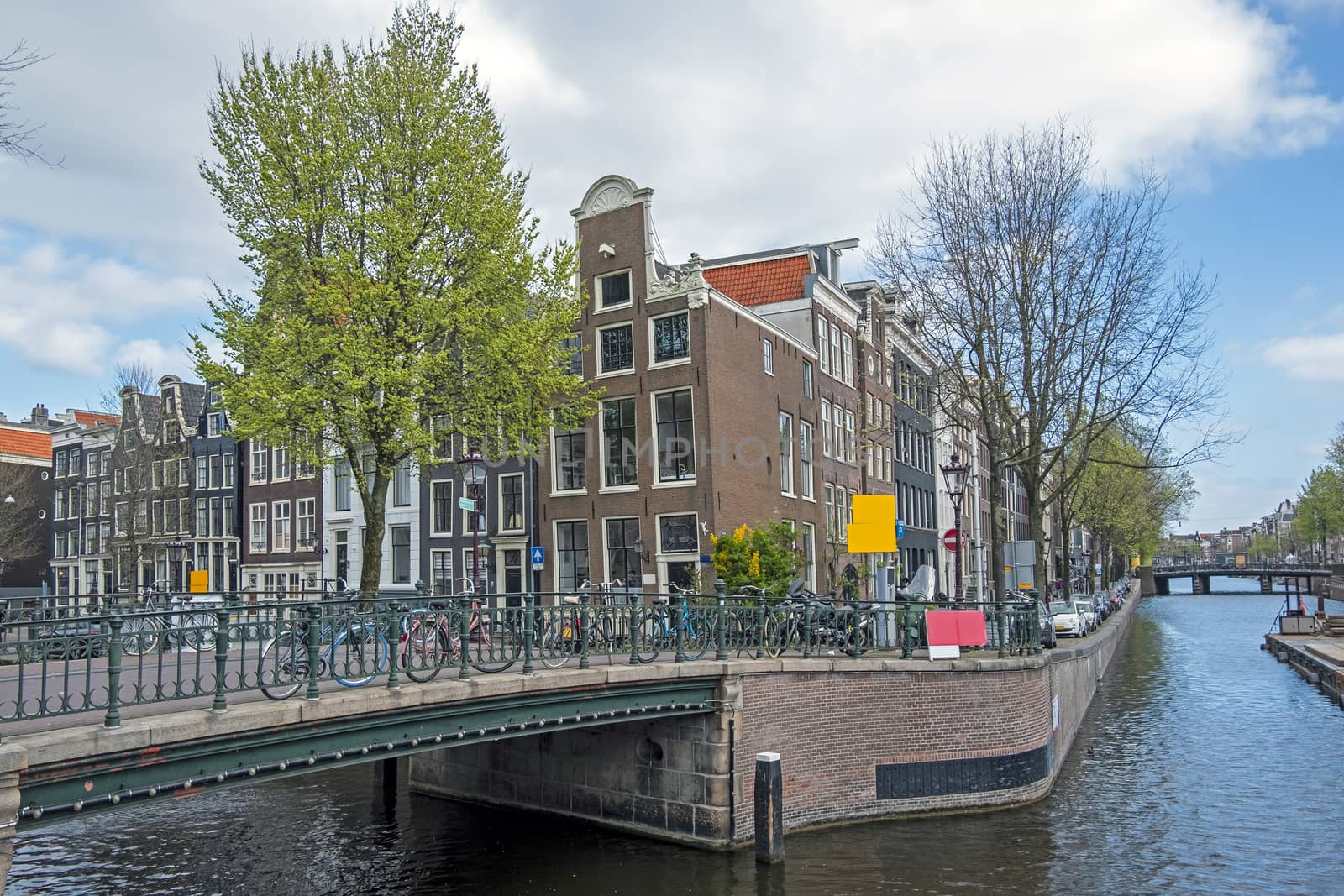 City scenic from Amsterdam in spring in the Netherlands