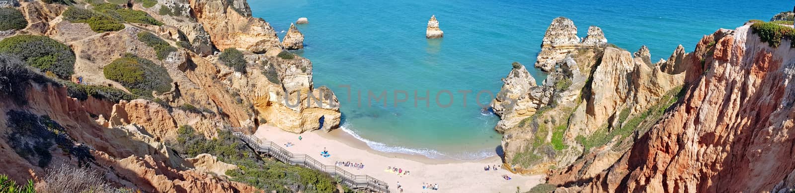 Panoramic view on Praia do Camillo in Lagos Portugal