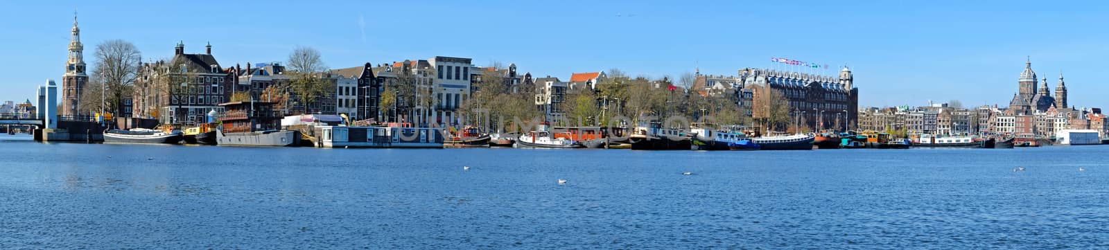 Panorama from the city Amsterdam in the Netherlands 