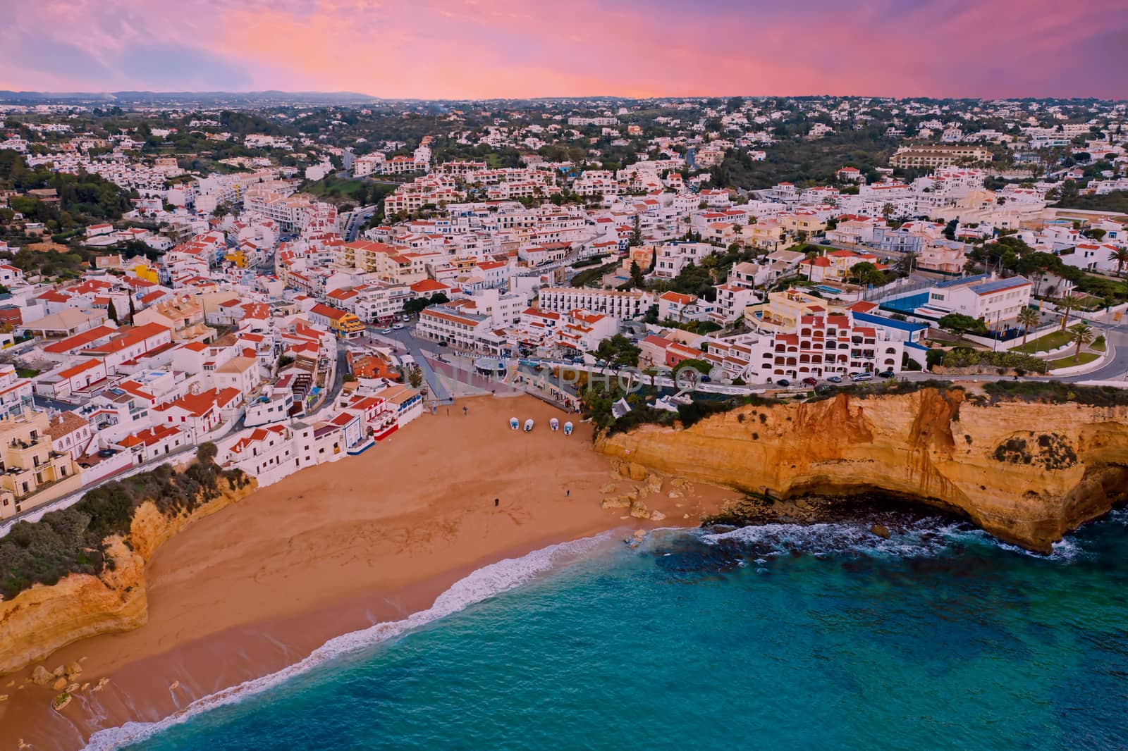 Aerial from Carvoeiro in the Algarve Portugal