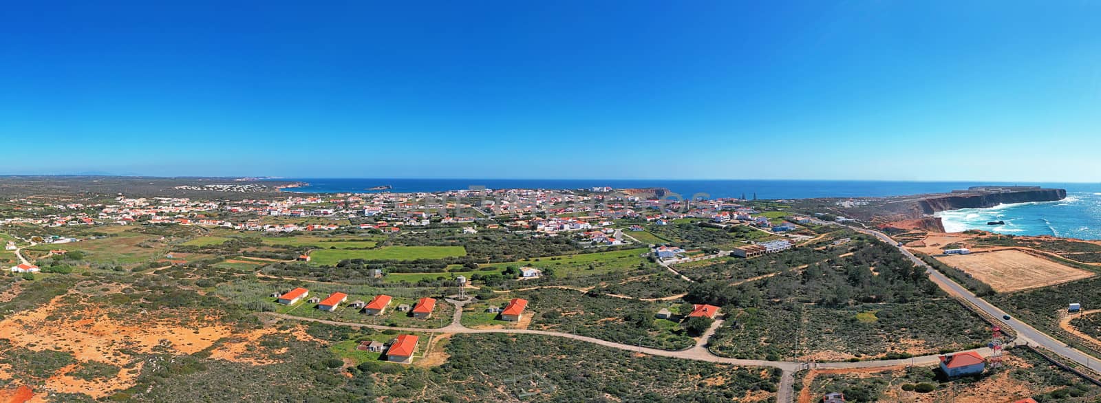 Aerial panorama from the vilage Sagres in the Algarve Portugal by devy