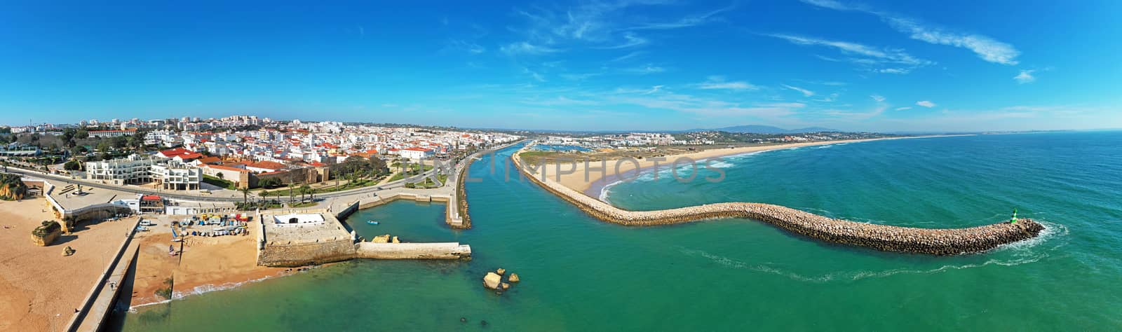 Aerial panorama from the city Lagos in Portugal by devy
