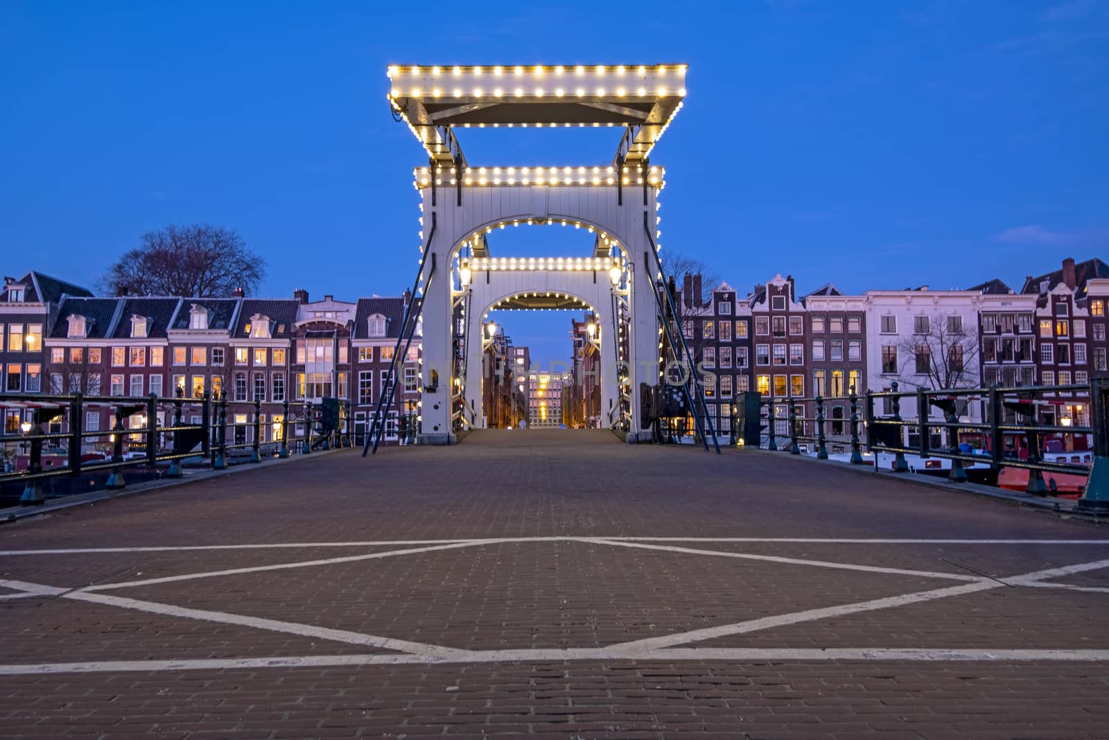 The Tiny Bridge at sunset in Amsterdam the Netherlands