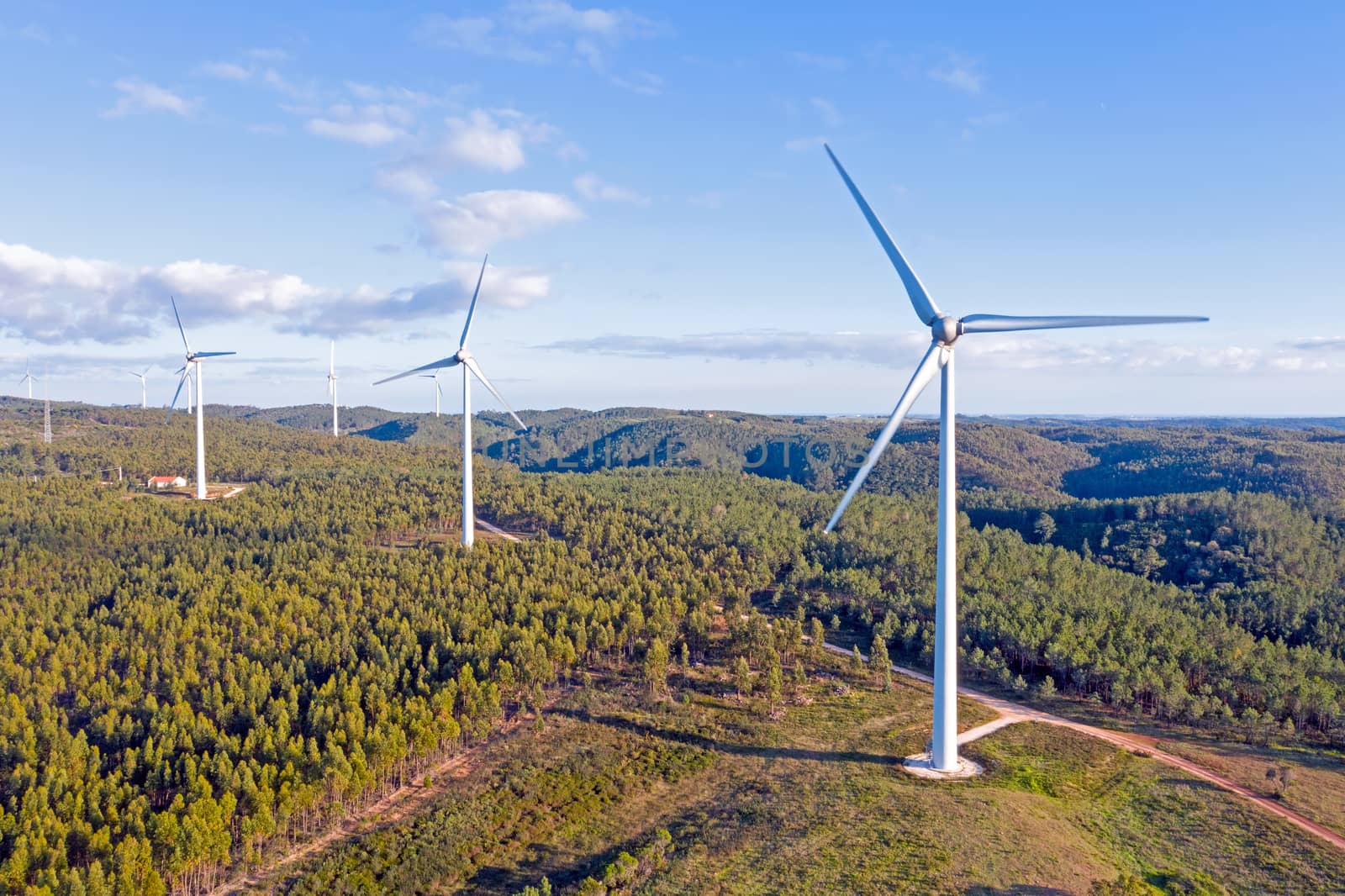 Aerial from windmills in the countryside from Portugal