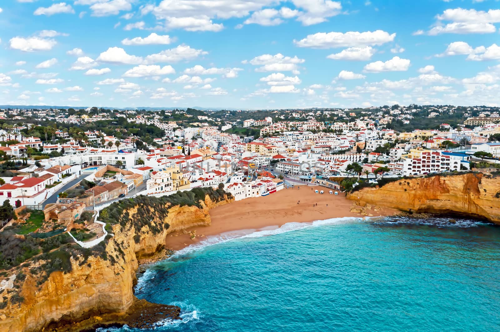 Aerial from Carvoeiro in the Algarve Portugal