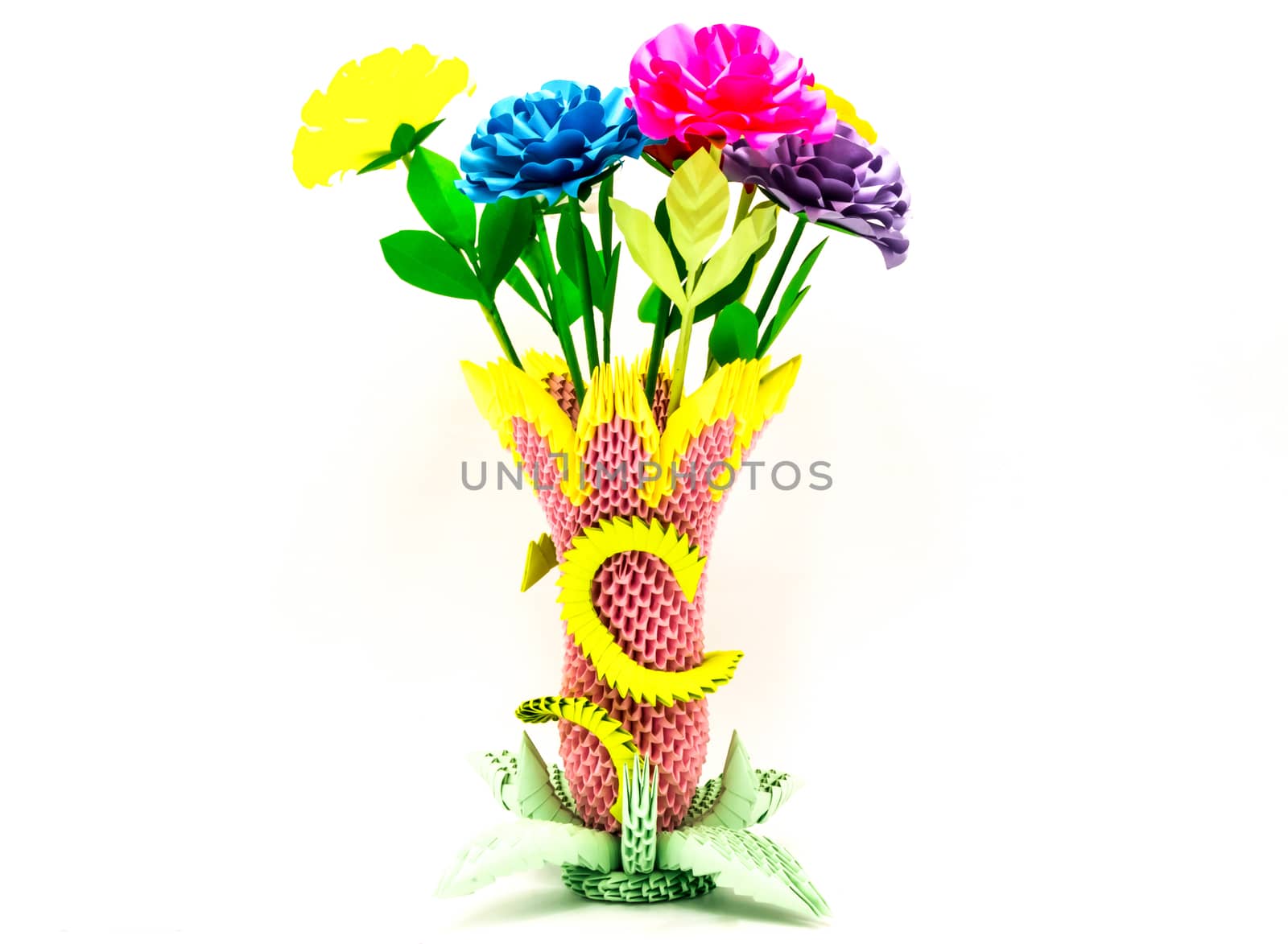 Beautiful paper flower vase - Paper work and paper  by Philou1000