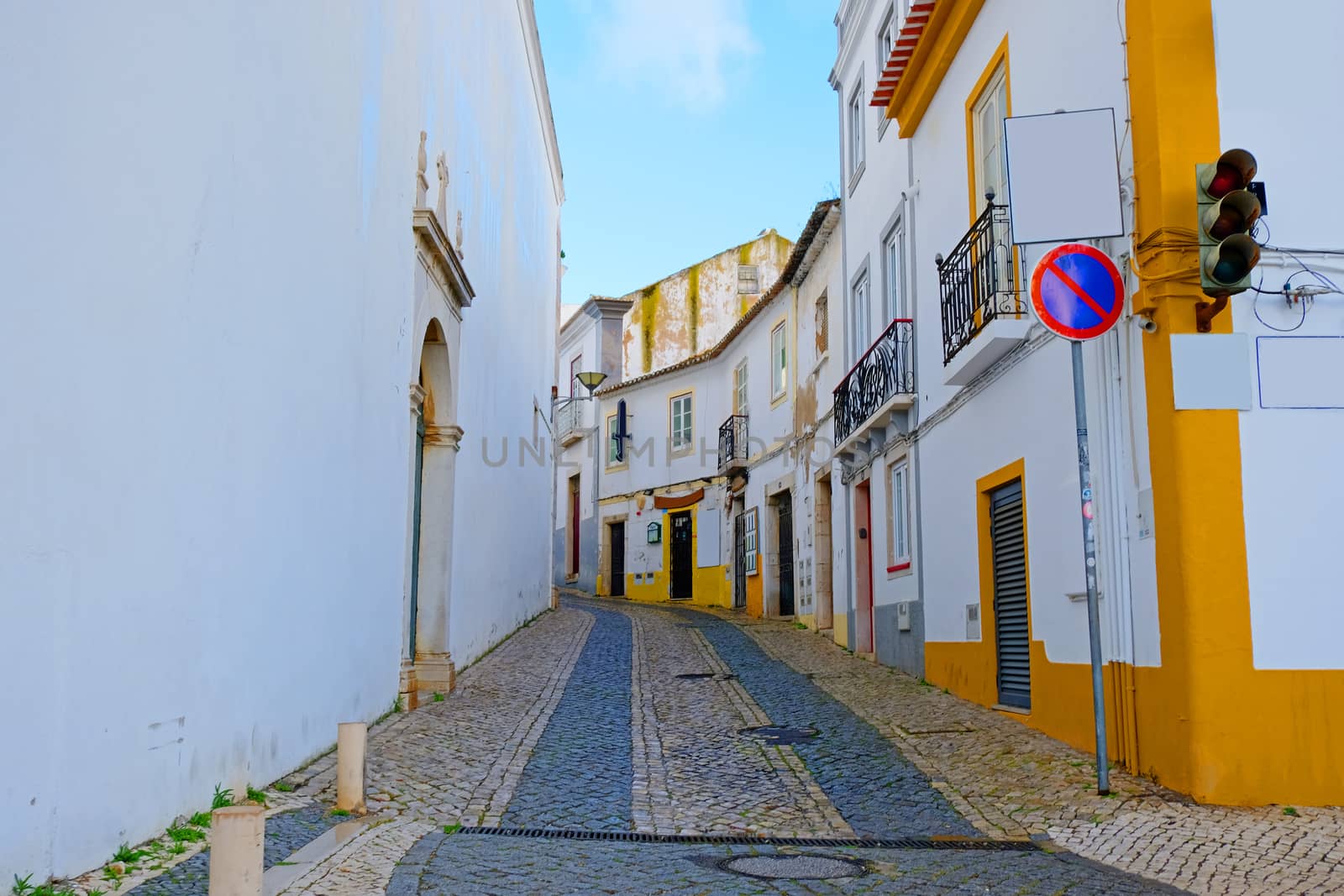 Old traditional portuguese street in Lagos the Algarve Portugal