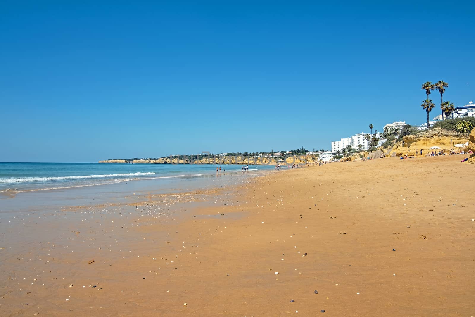 The beach in Armacao de Pera in the Algarve Portugal