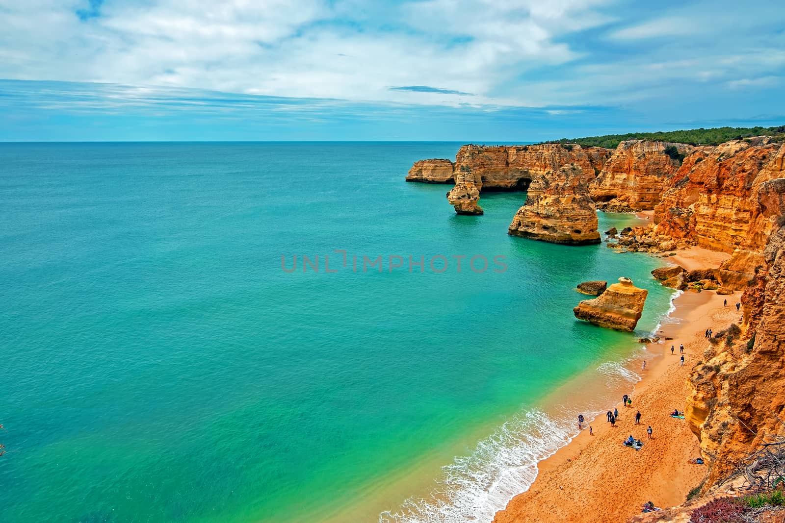 View on Praia da Marinha in the Algarve Portugal
