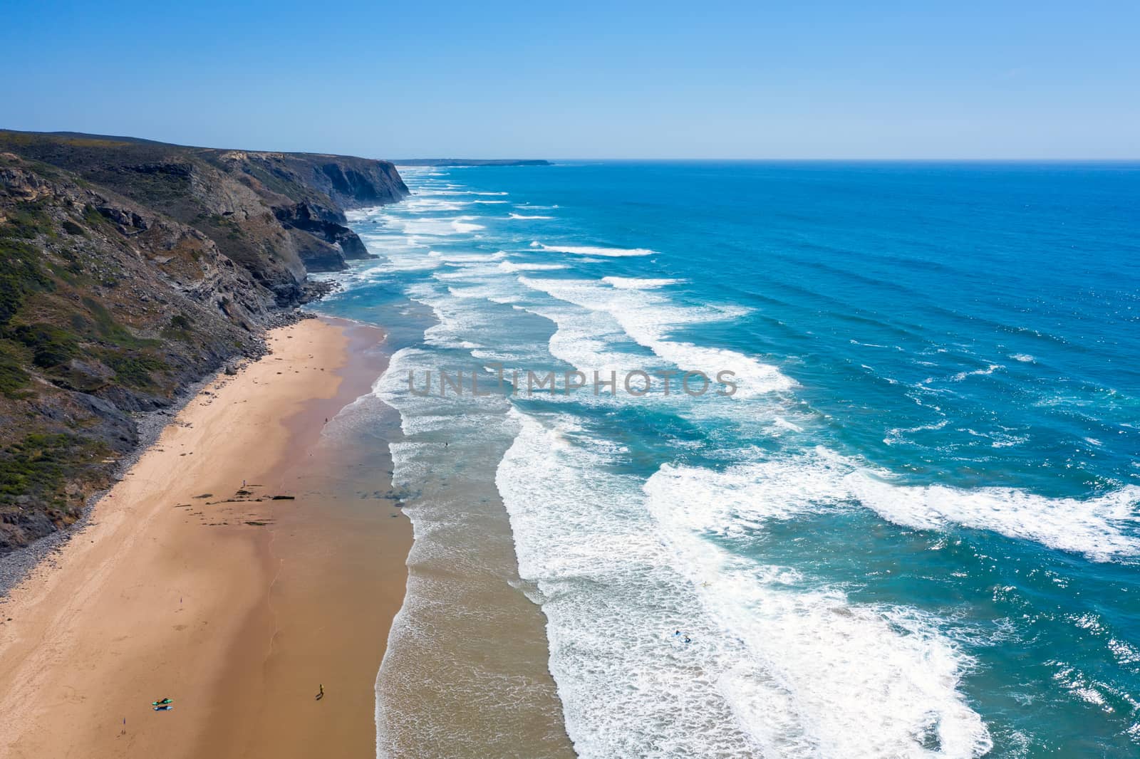 View on wild Vale Figueiras beach in Portugal
