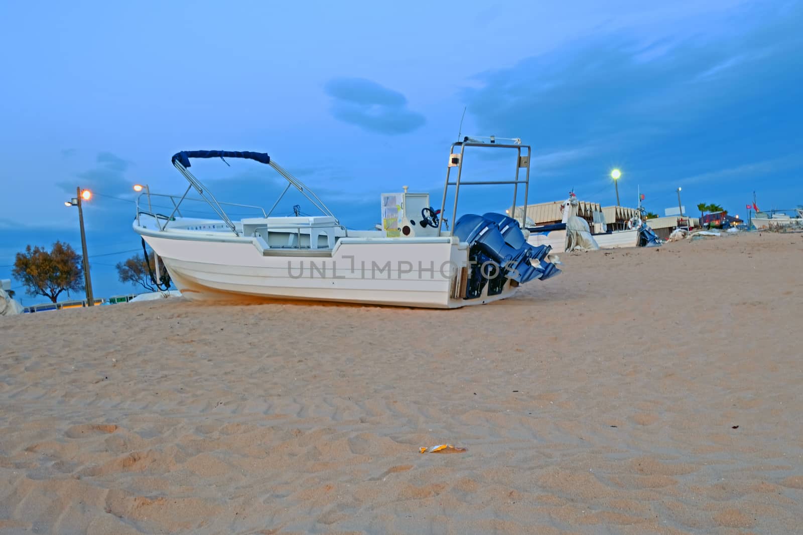 Beach at Armacao de Pera in the Algarve Portugal at sunset