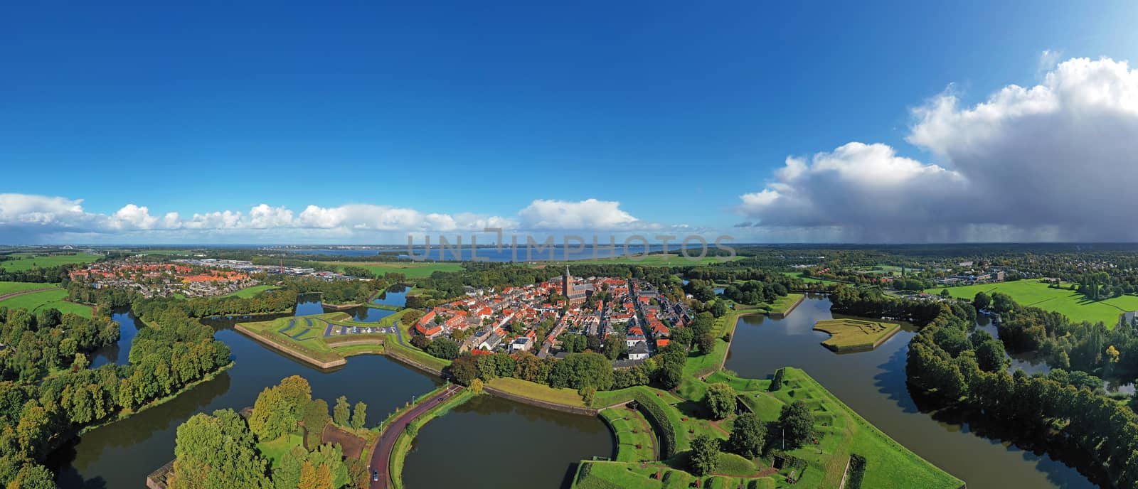 Aerial panorama from historical Naarden Vesting in the Netherlan by devy